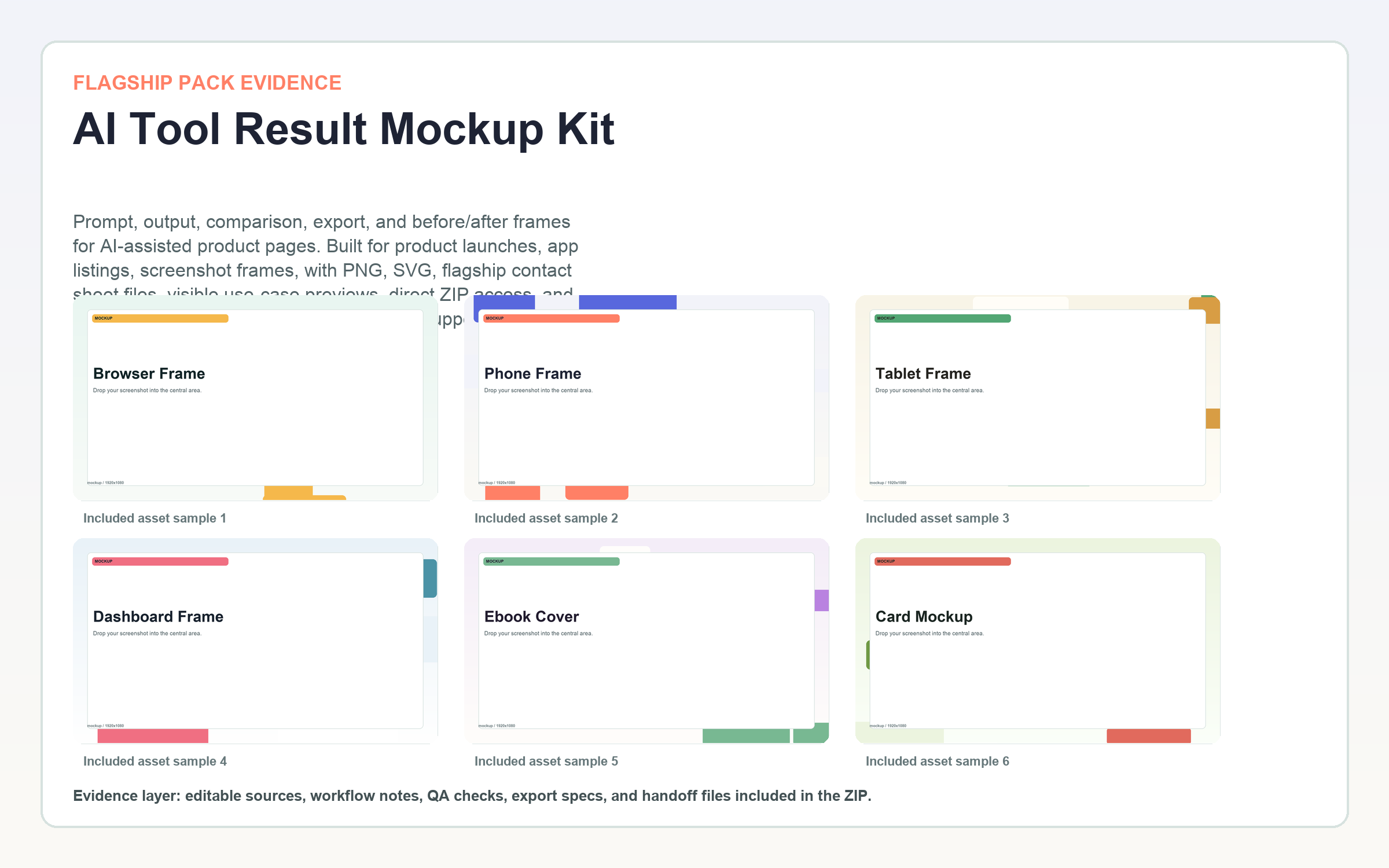 AI Tool Result Mockup Kit flagship contact sheet