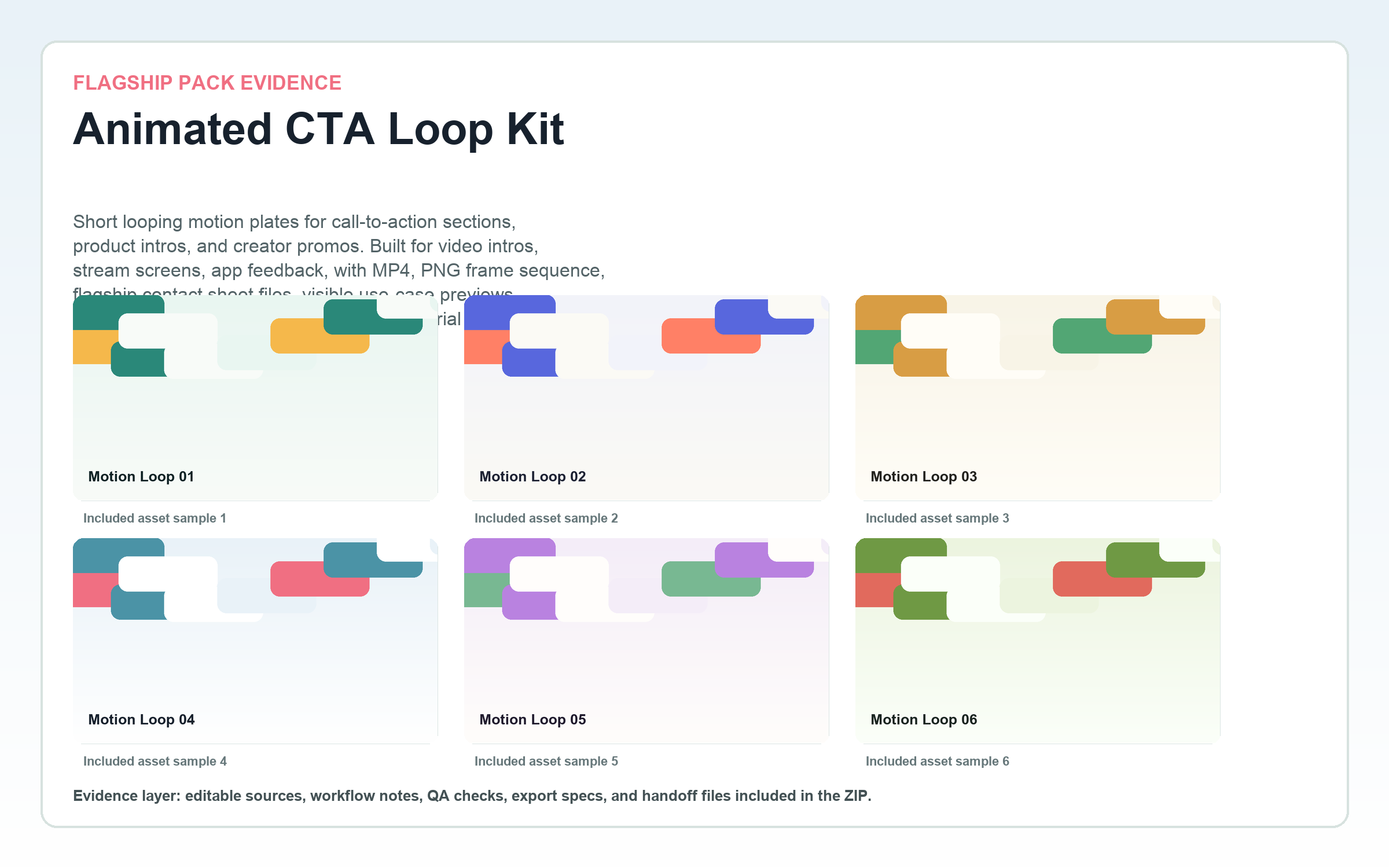 Animated CTA Loop Kit flagship contact sheet