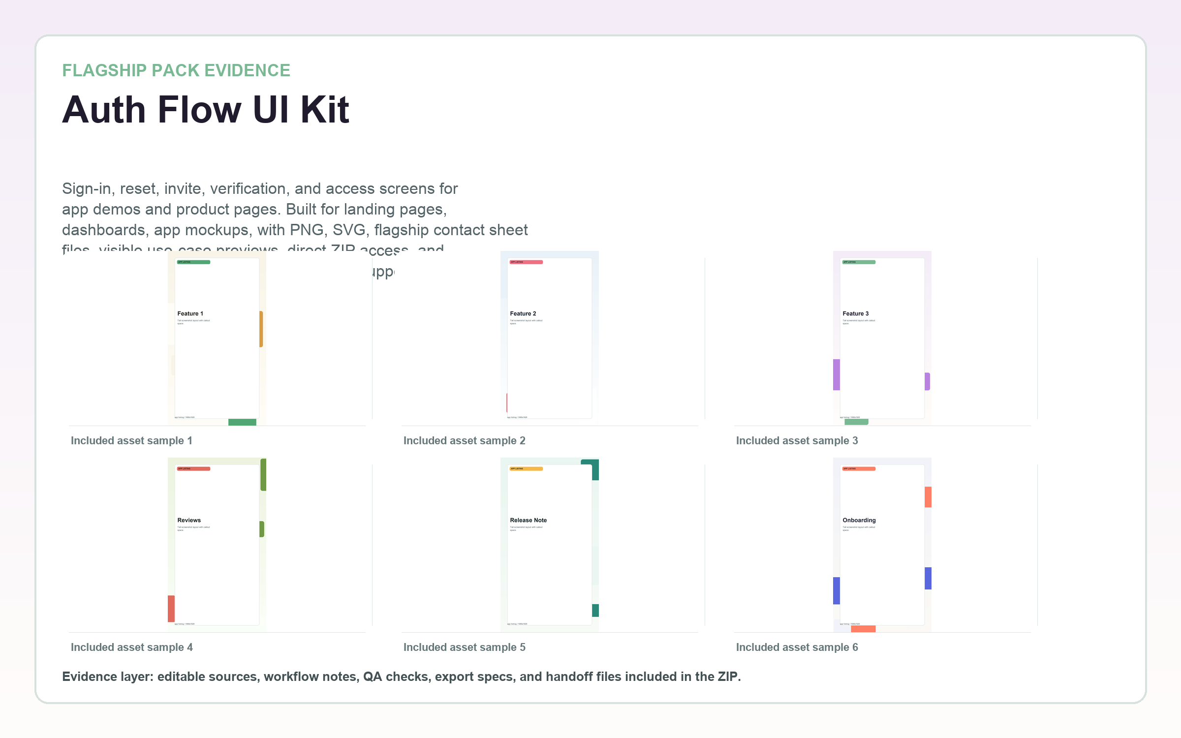Auth Flow UI Kit flagship contact sheet