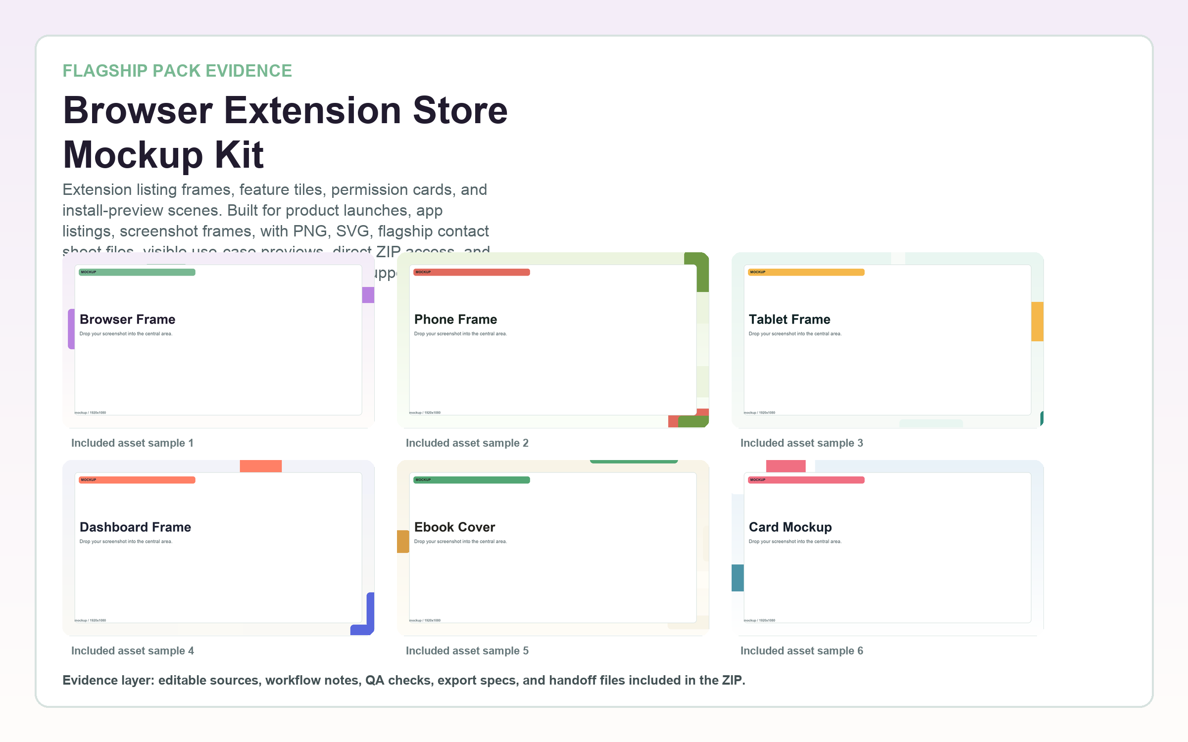 Browser Extension Store Mockup Kit flagship contact sheet