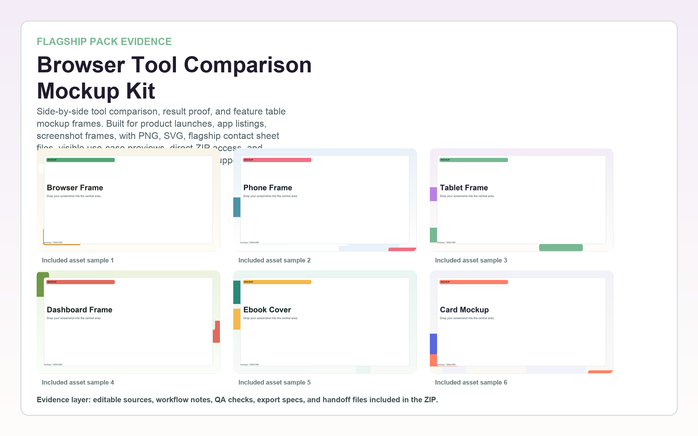 Browser Tool Comparison Mockup Kit flagship contact sheet