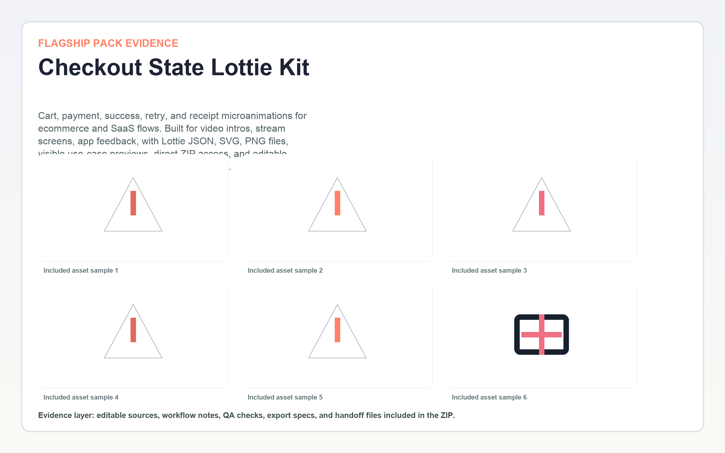 Checkout State Lottie Kit flagship contact sheet