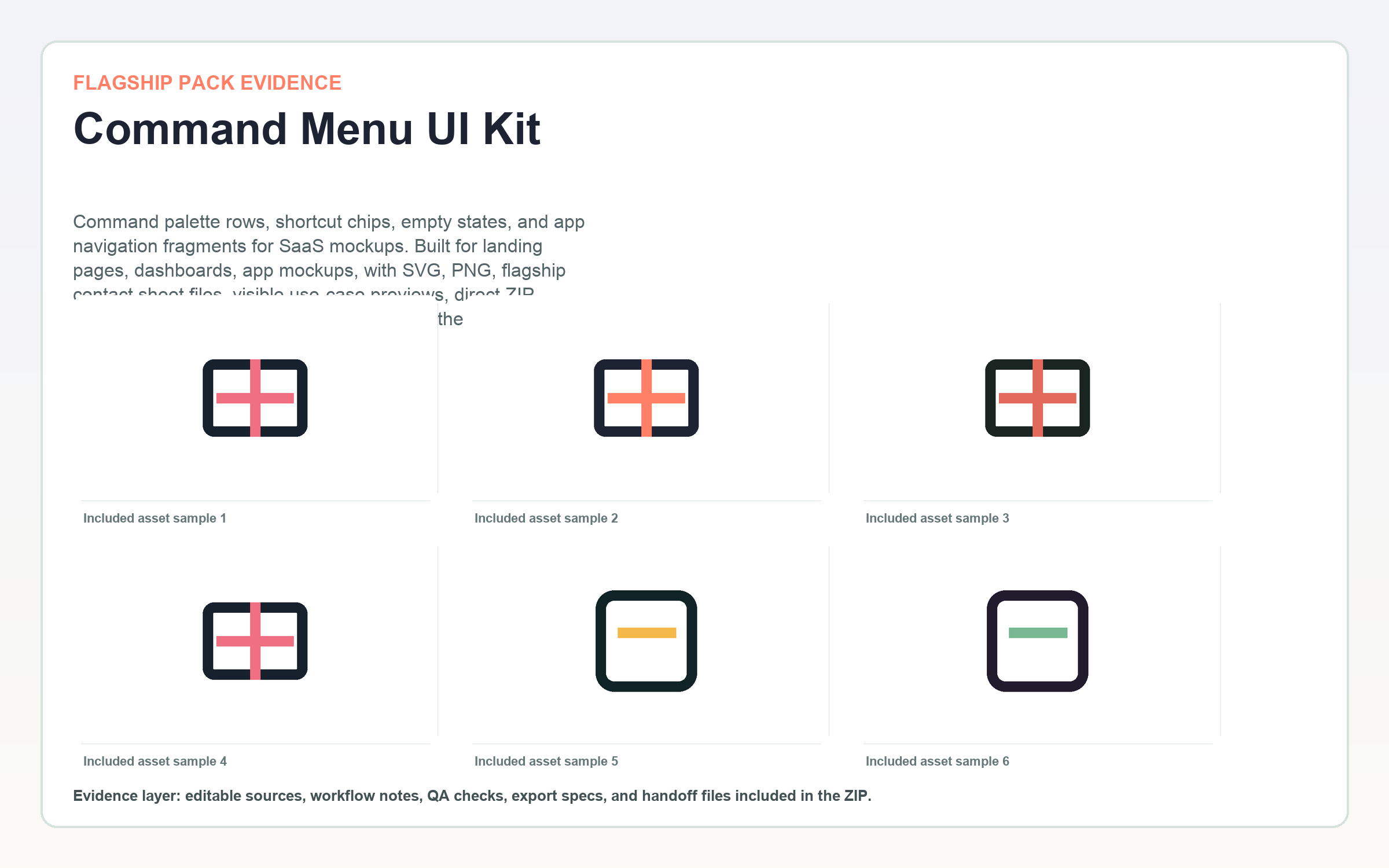 Command Menu UI Kit flagship contact sheet