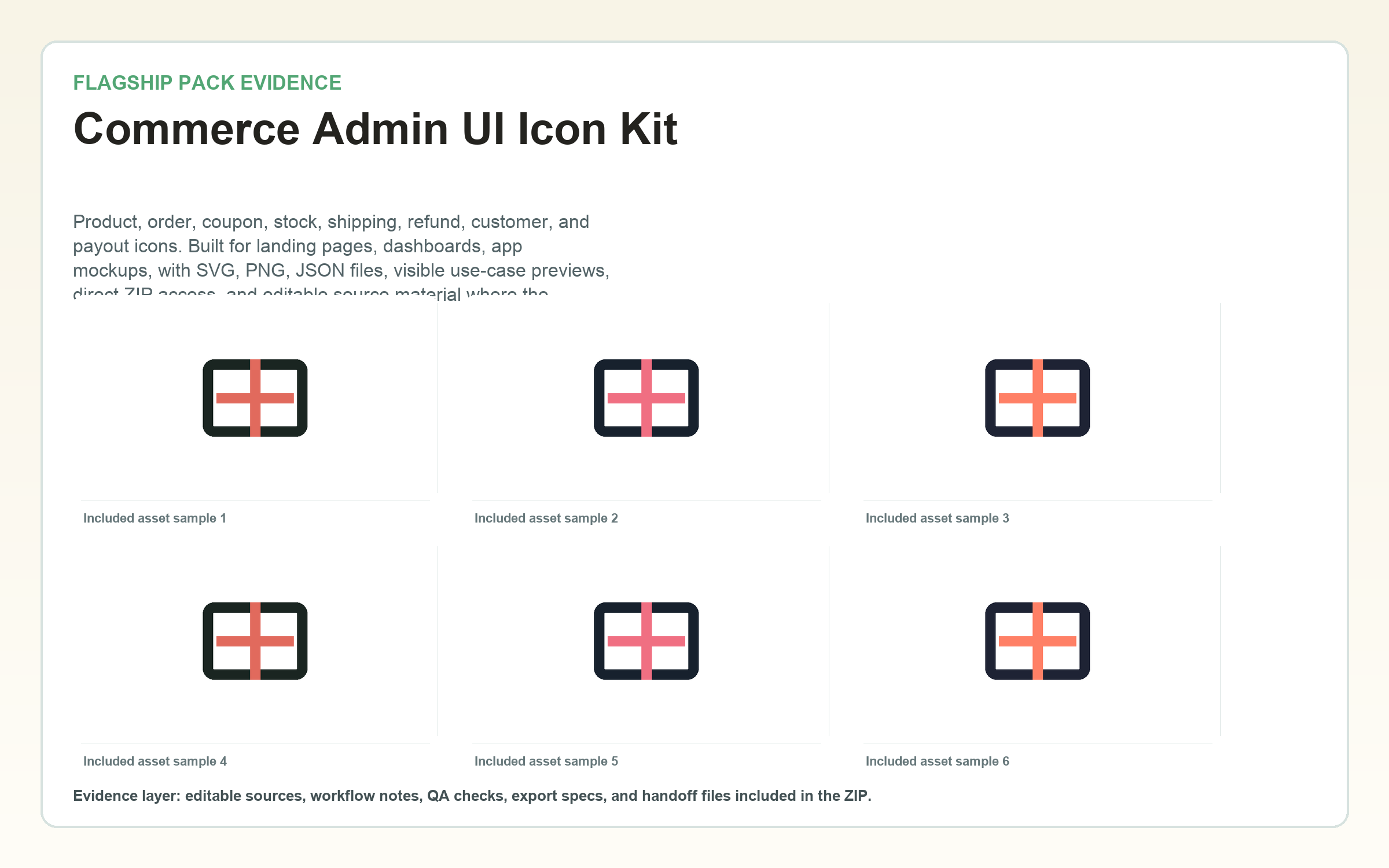 Commerce Admin UI Icon Kit flagship contact sheet