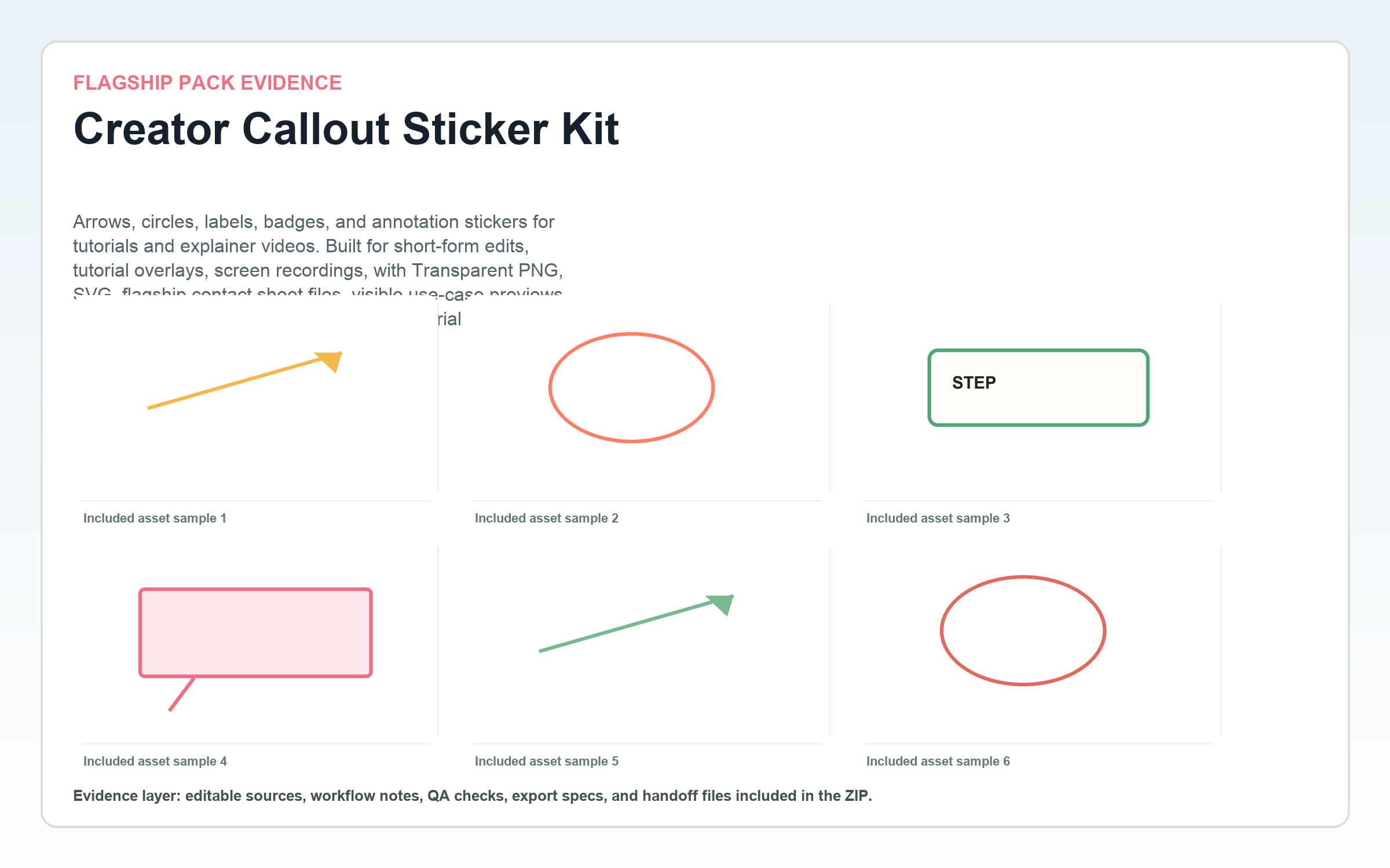 Creator Callout Sticker Kit flagship contact sheet