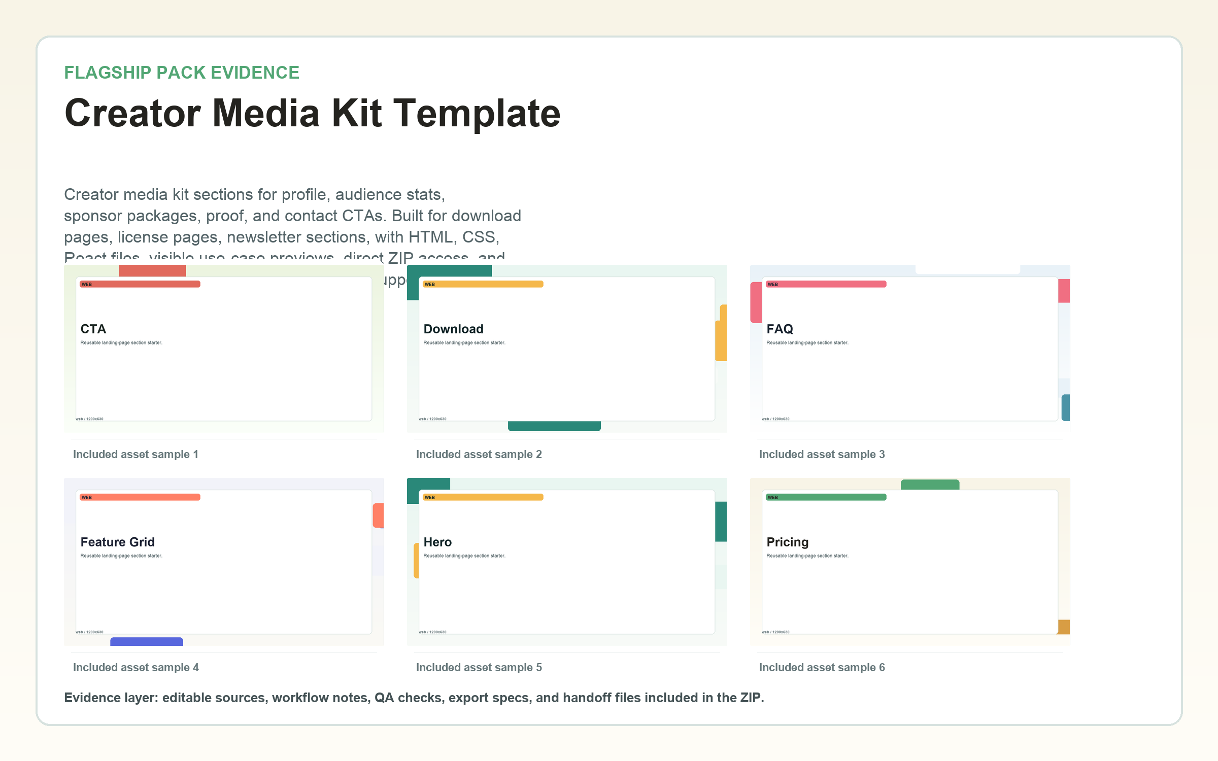 Creator Media Kit Template flagship contact sheet