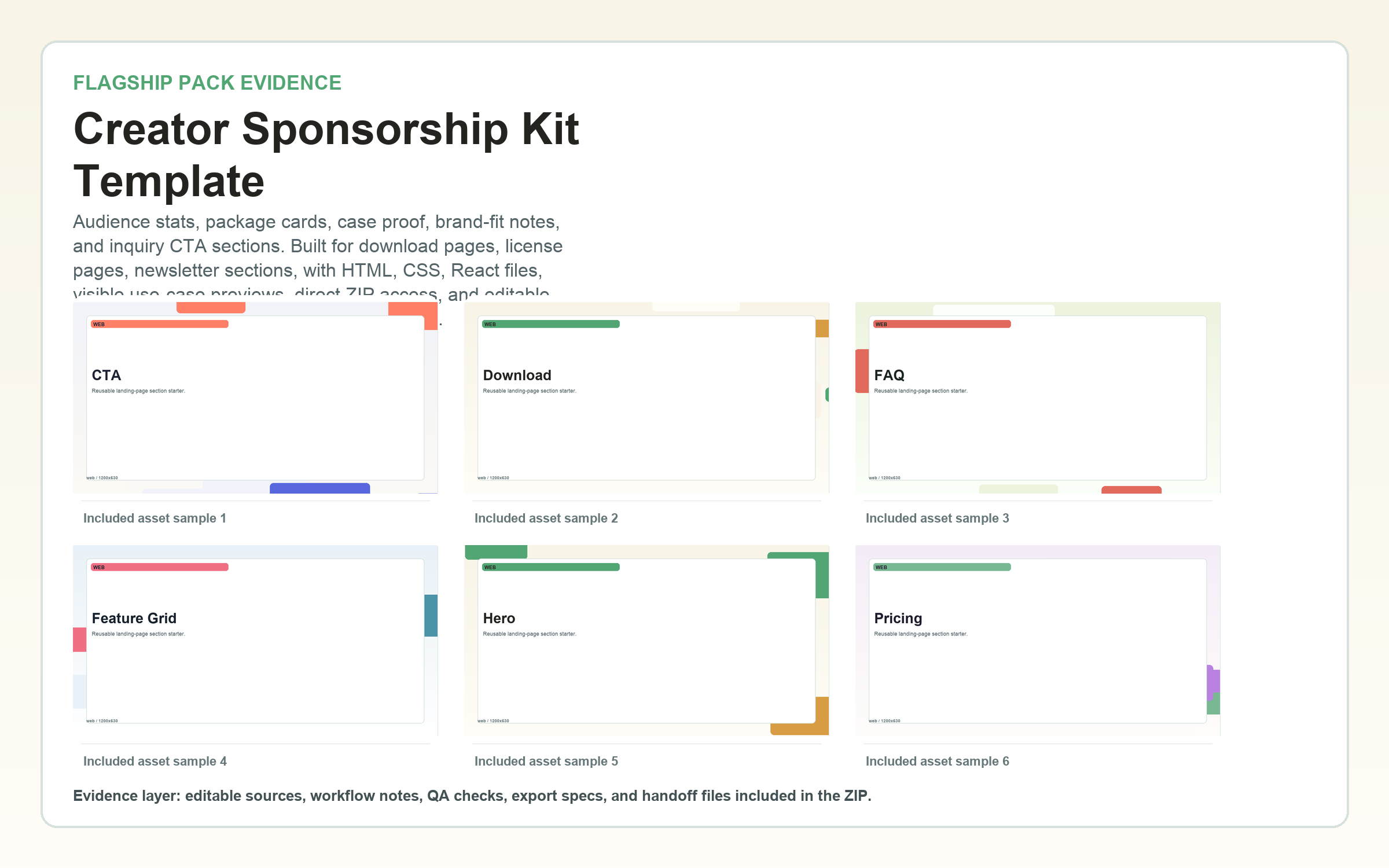 Creator Sponsorship Kit Template flagship contact sheet