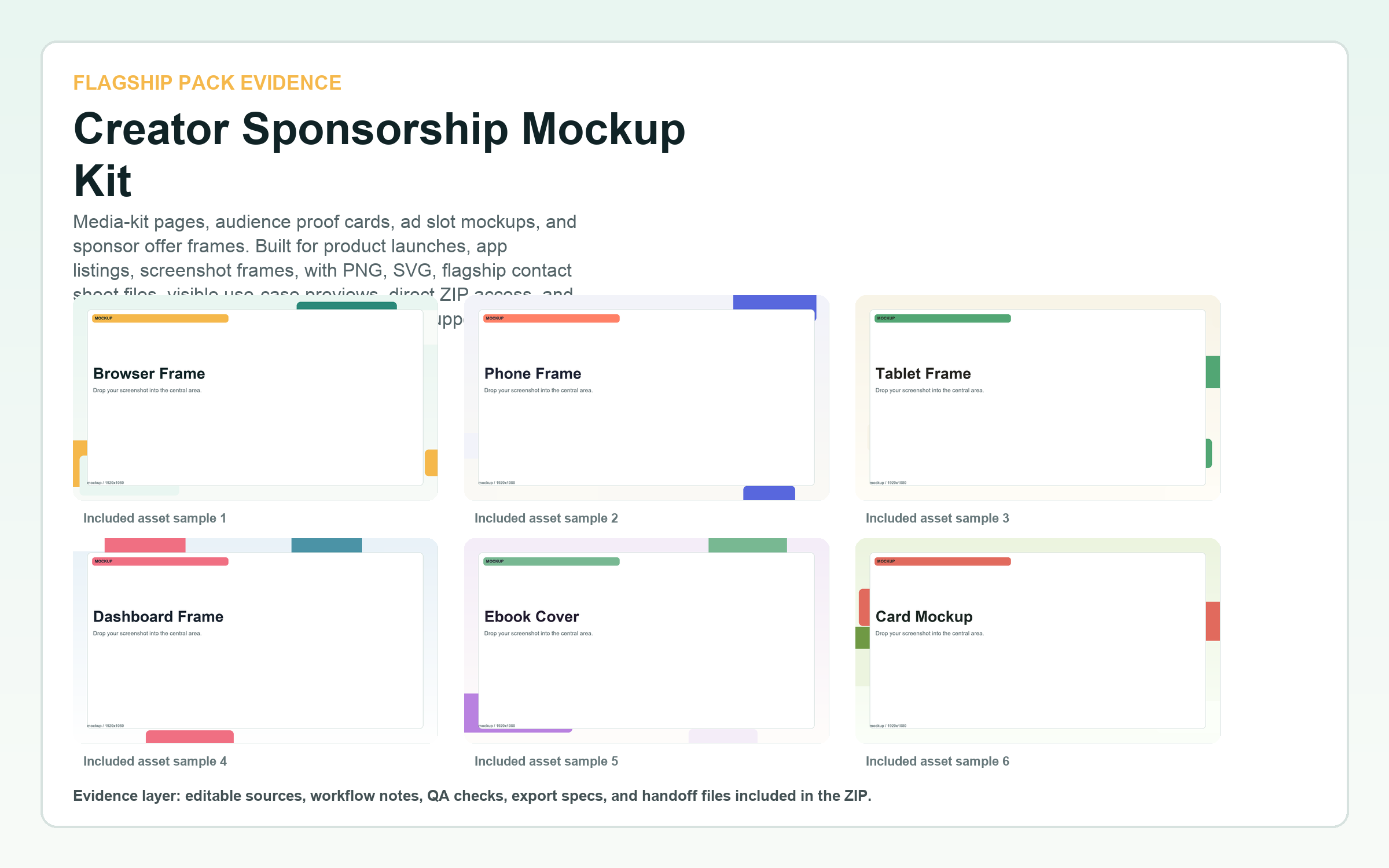 Creator Sponsorship Mockup Kit flagship contact sheet