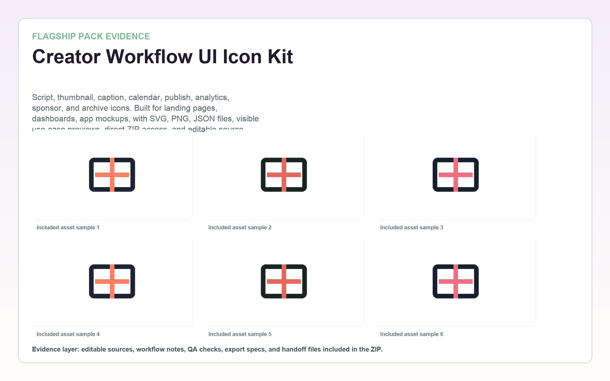 Creator Workflow UI Icon Kit flagship contact sheet