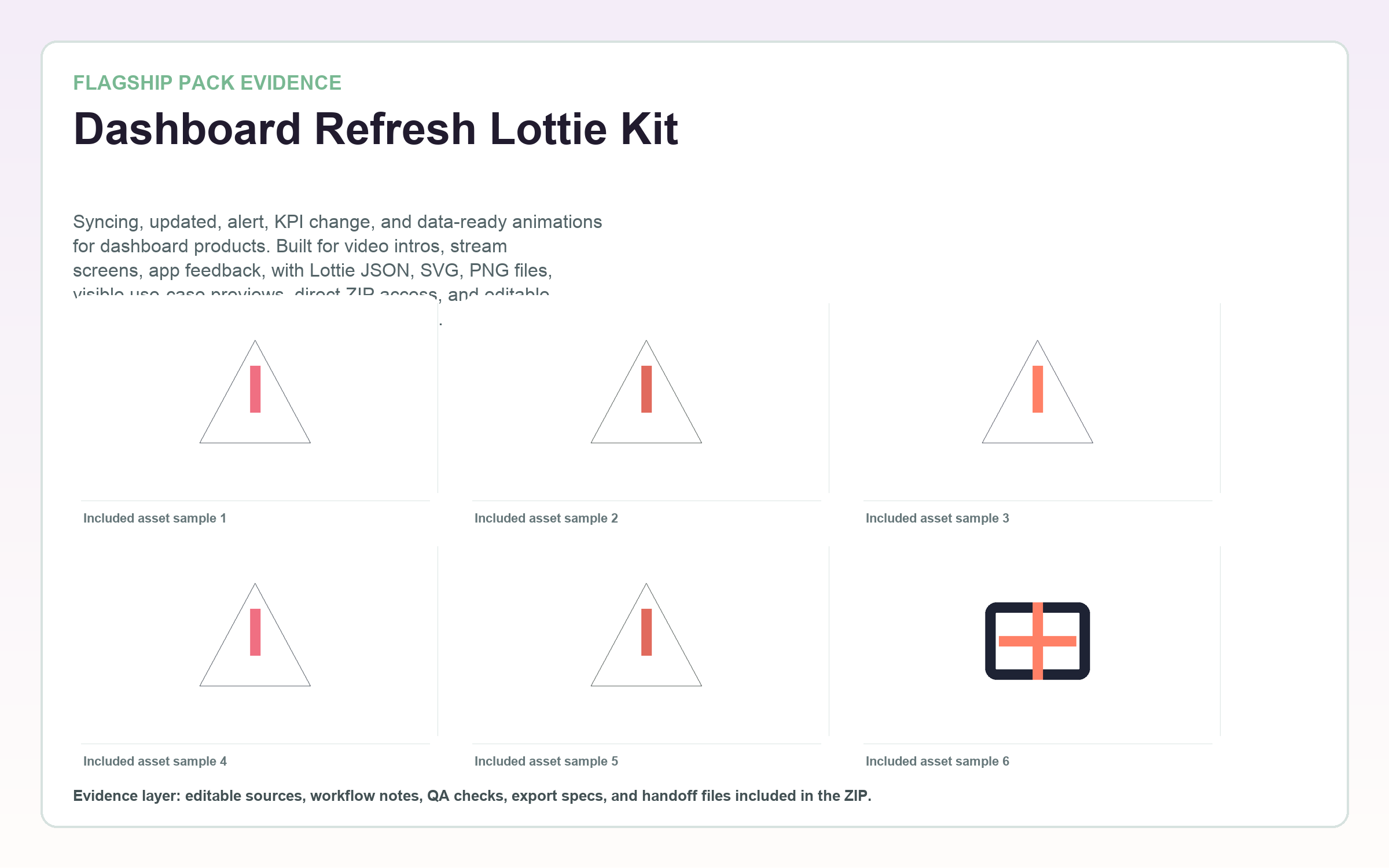 Dashboard Refresh Lottie Kit flagship contact sheet