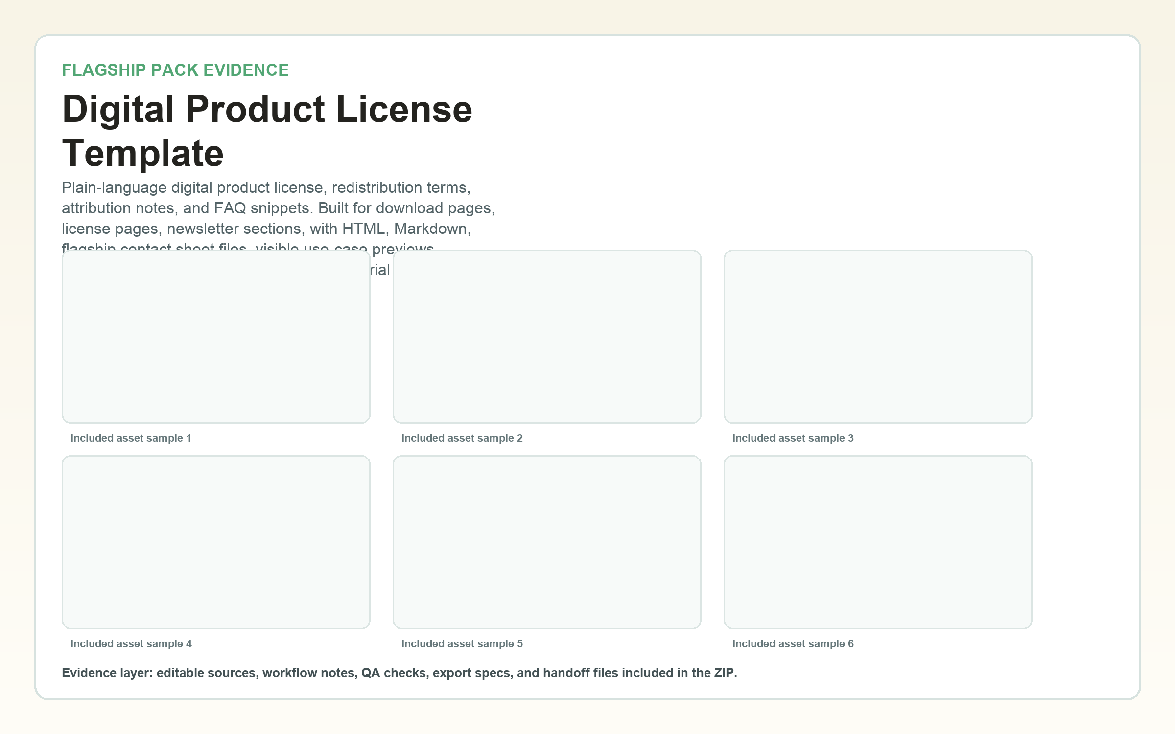 Digital Product License Template flagship contact sheet