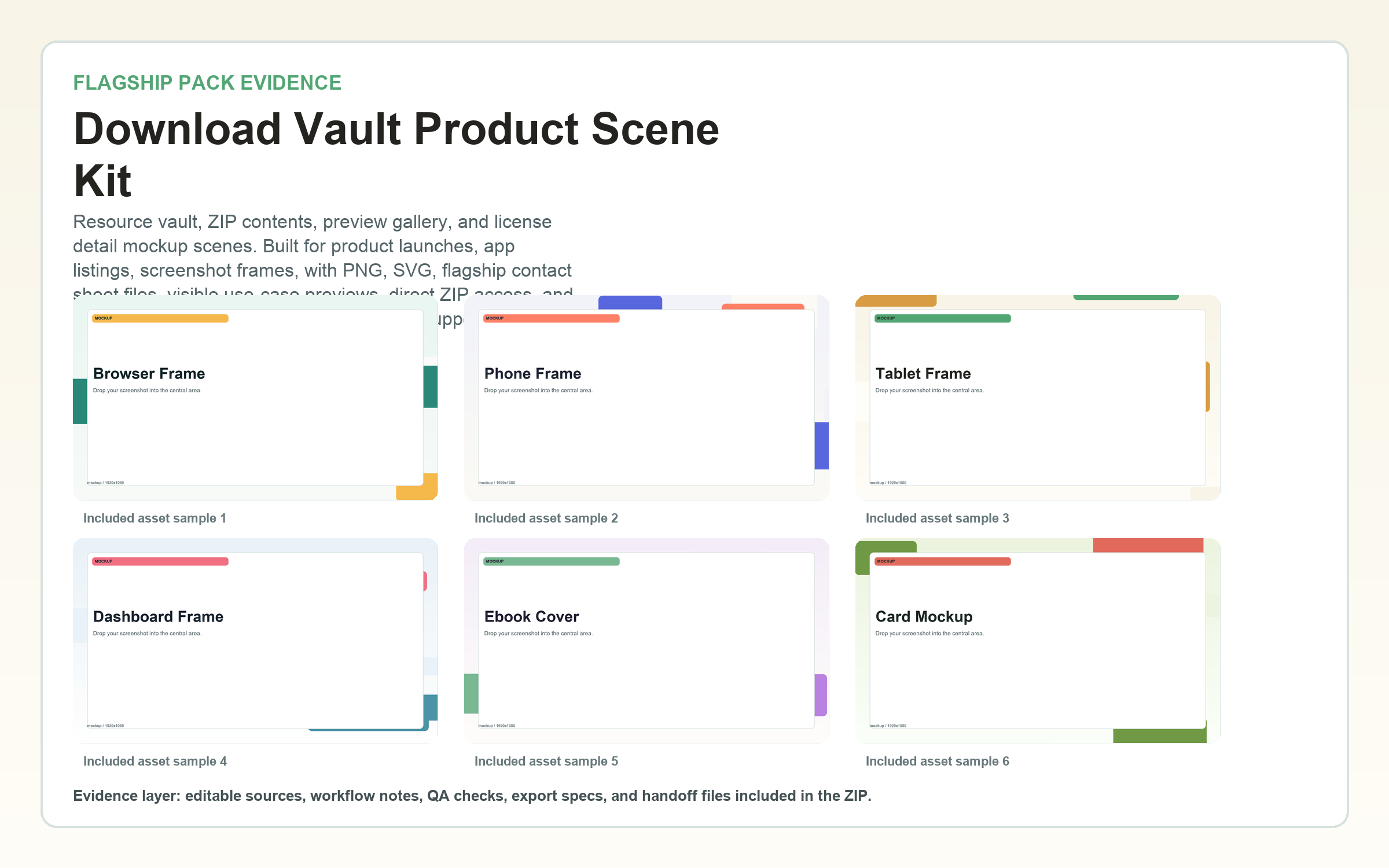 Download Vault Product Scene Kit flagship contact sheet