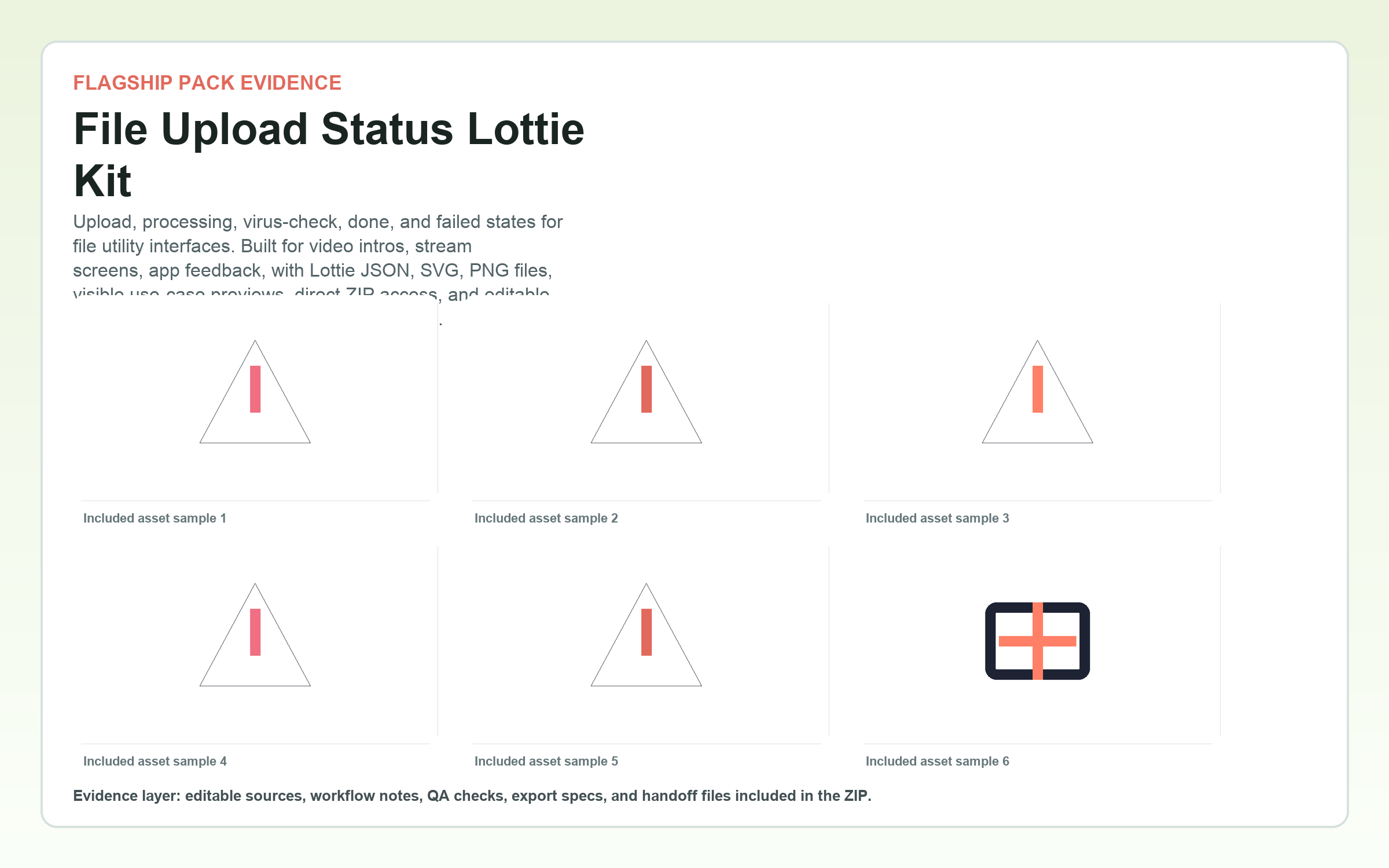 File Upload Status Lottie Kit flagship contact sheet
