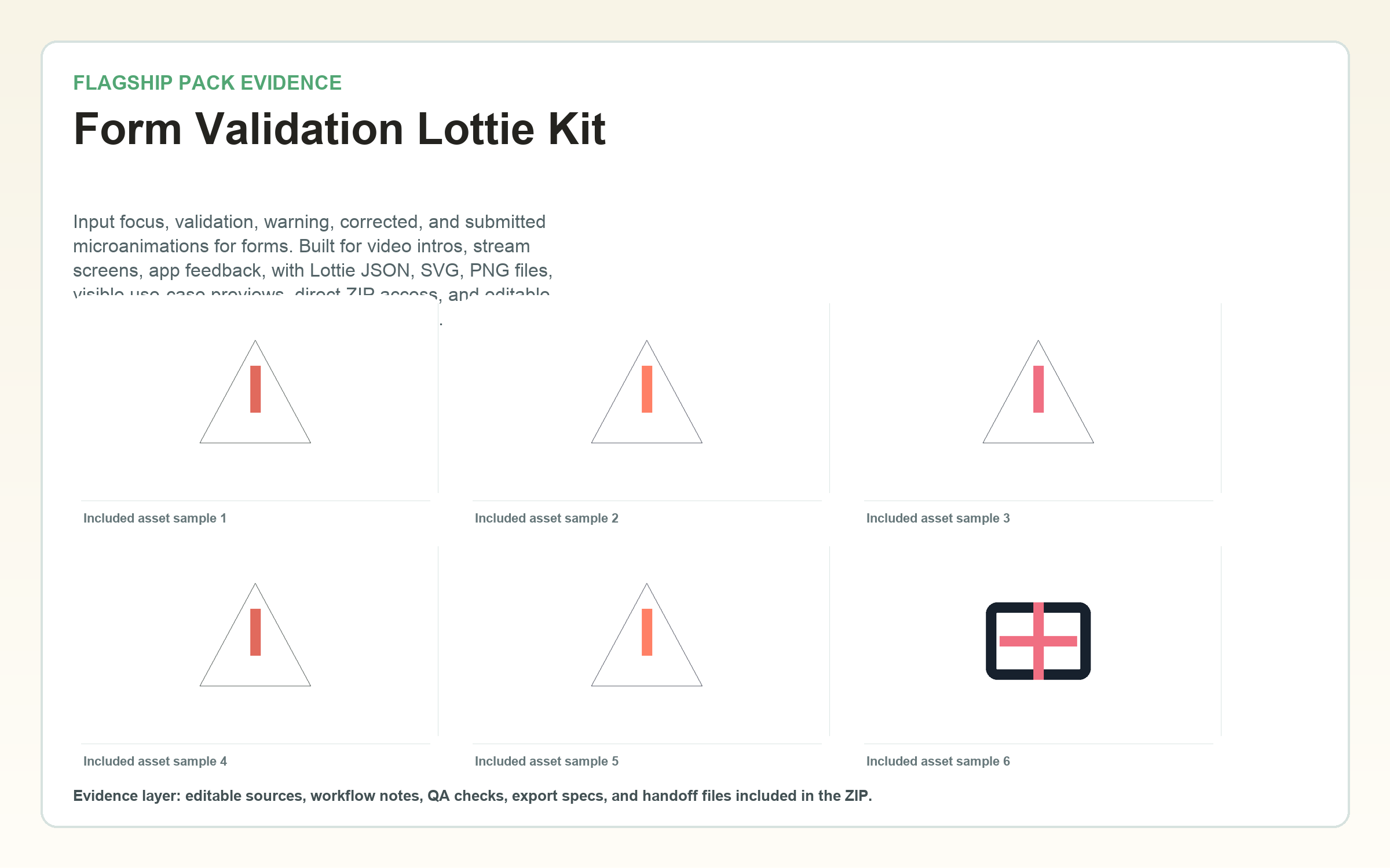 Form Validation Lottie Kit flagship contact sheet