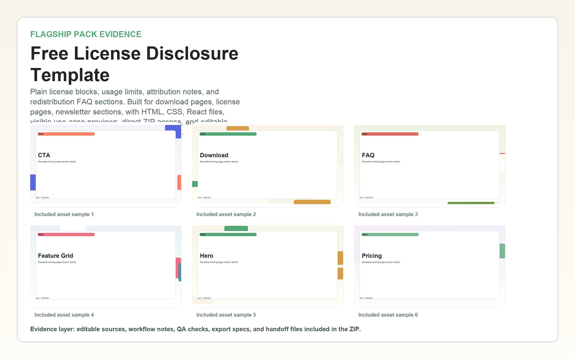 Free License Disclosure Template flagship contact sheet