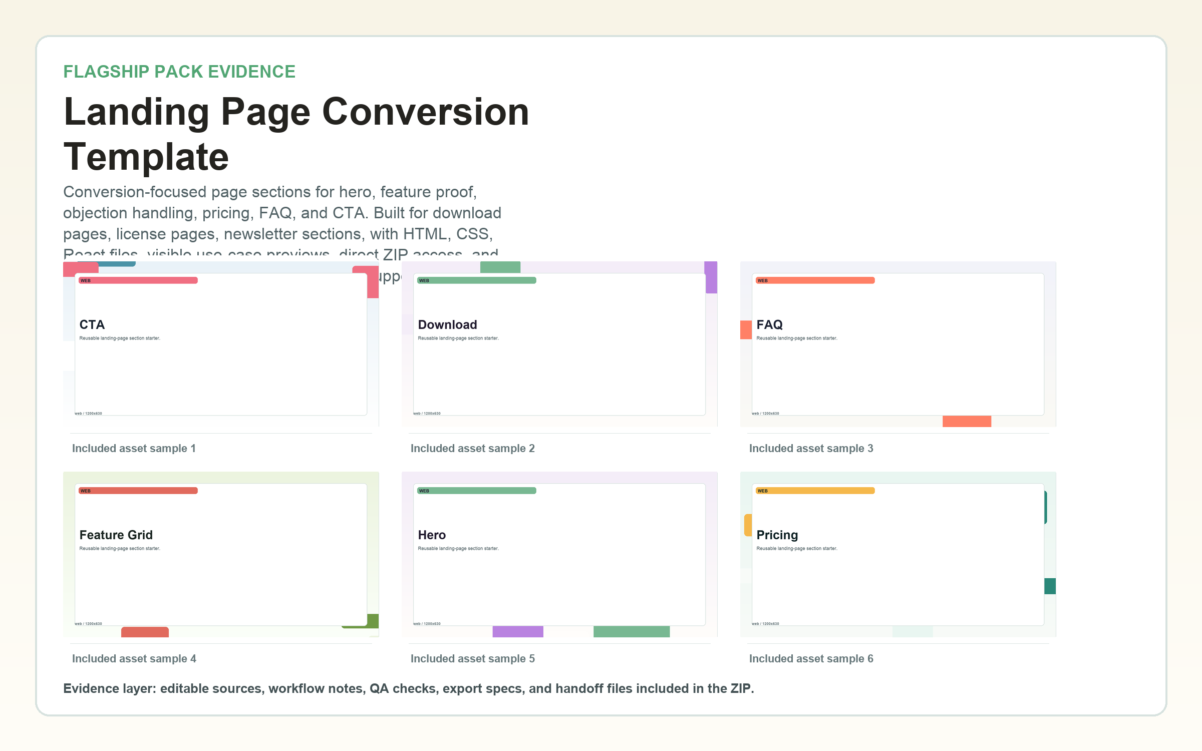 Landing Page Conversion Template flagship contact sheet