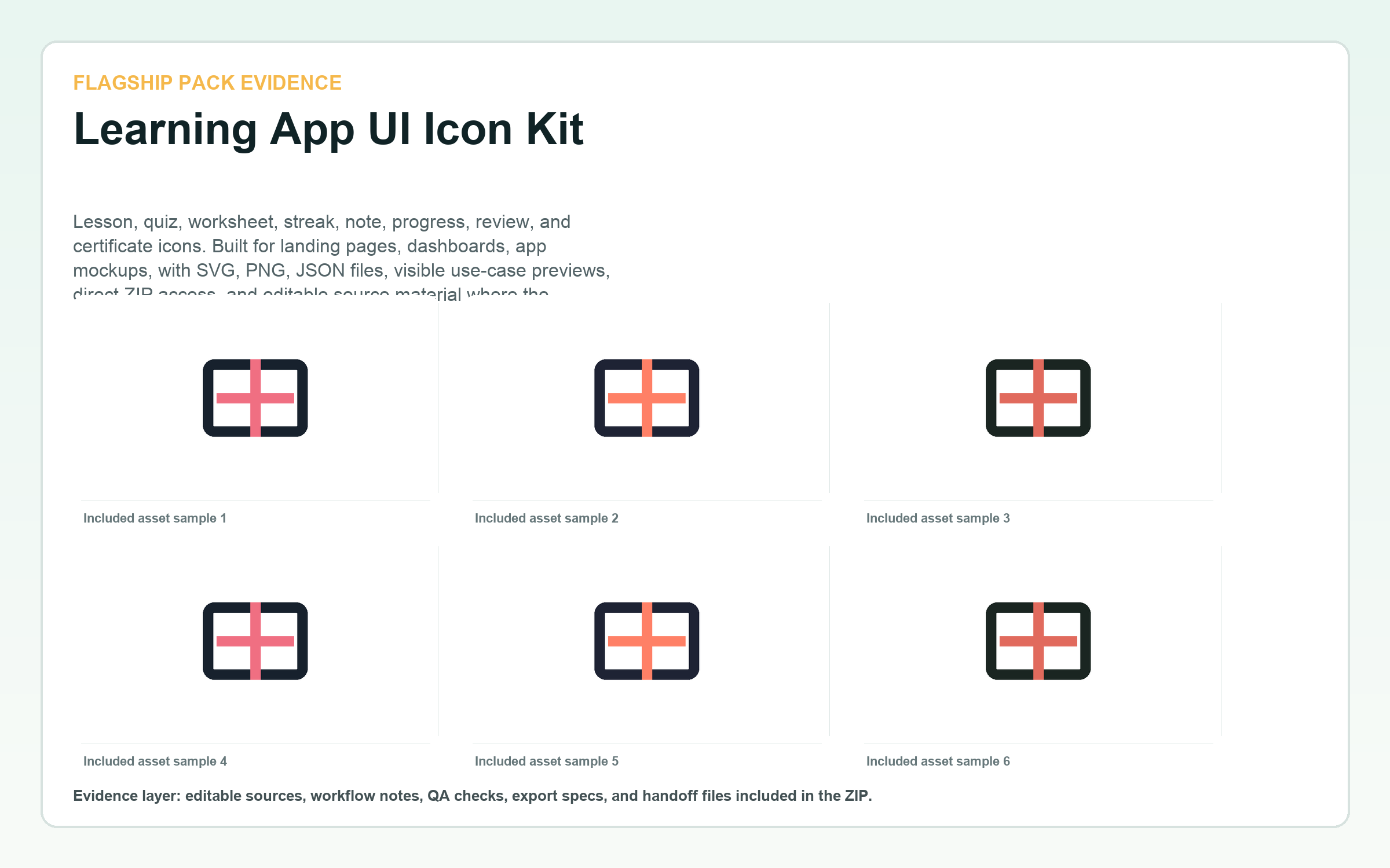 Learning App UI Icon Kit flagship contact sheet