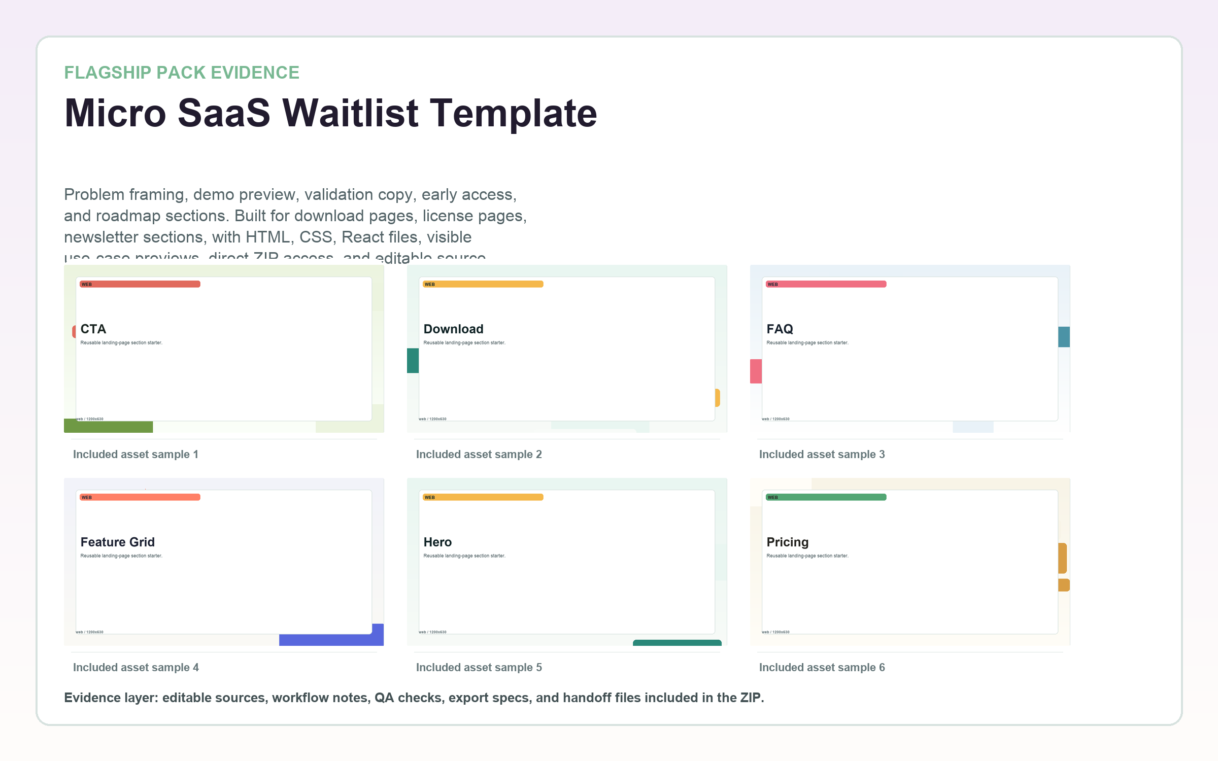 Micro SaaS Waitlist Template flagship contact sheet