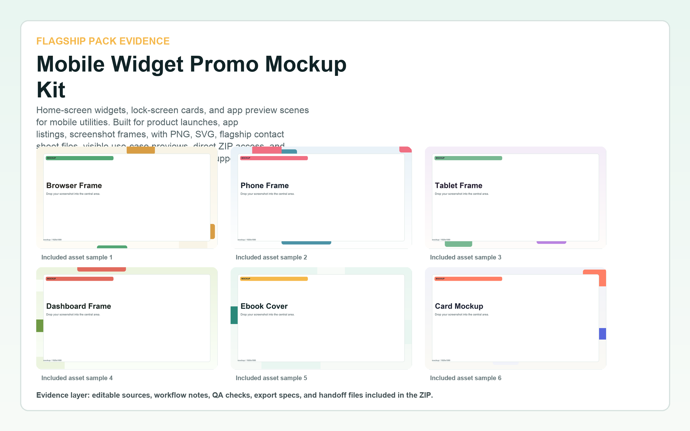 Mobile Widget Promo Mockup Kit flagship contact sheet
