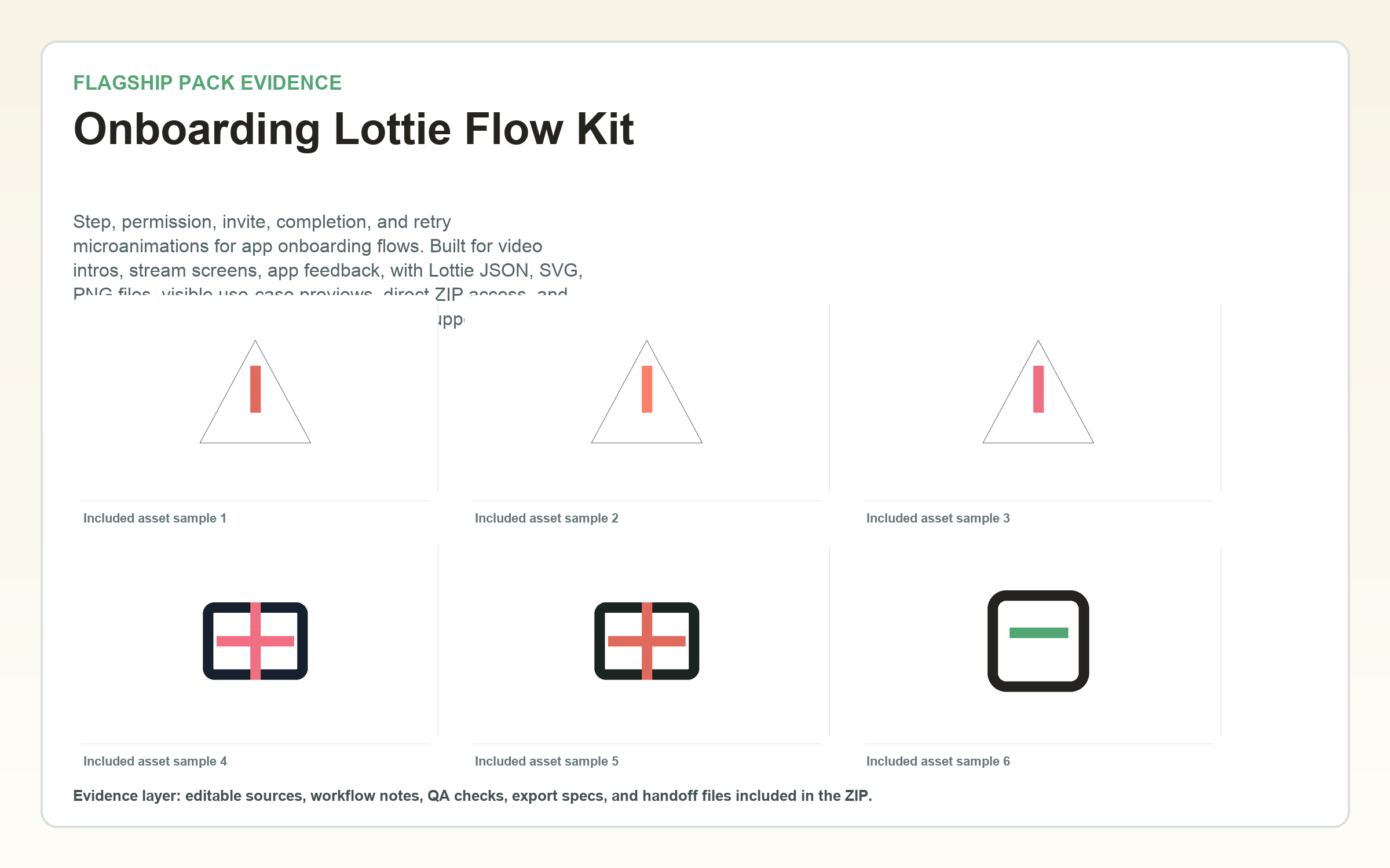 Onboarding Lottie Flow Kit flagship contact sheet