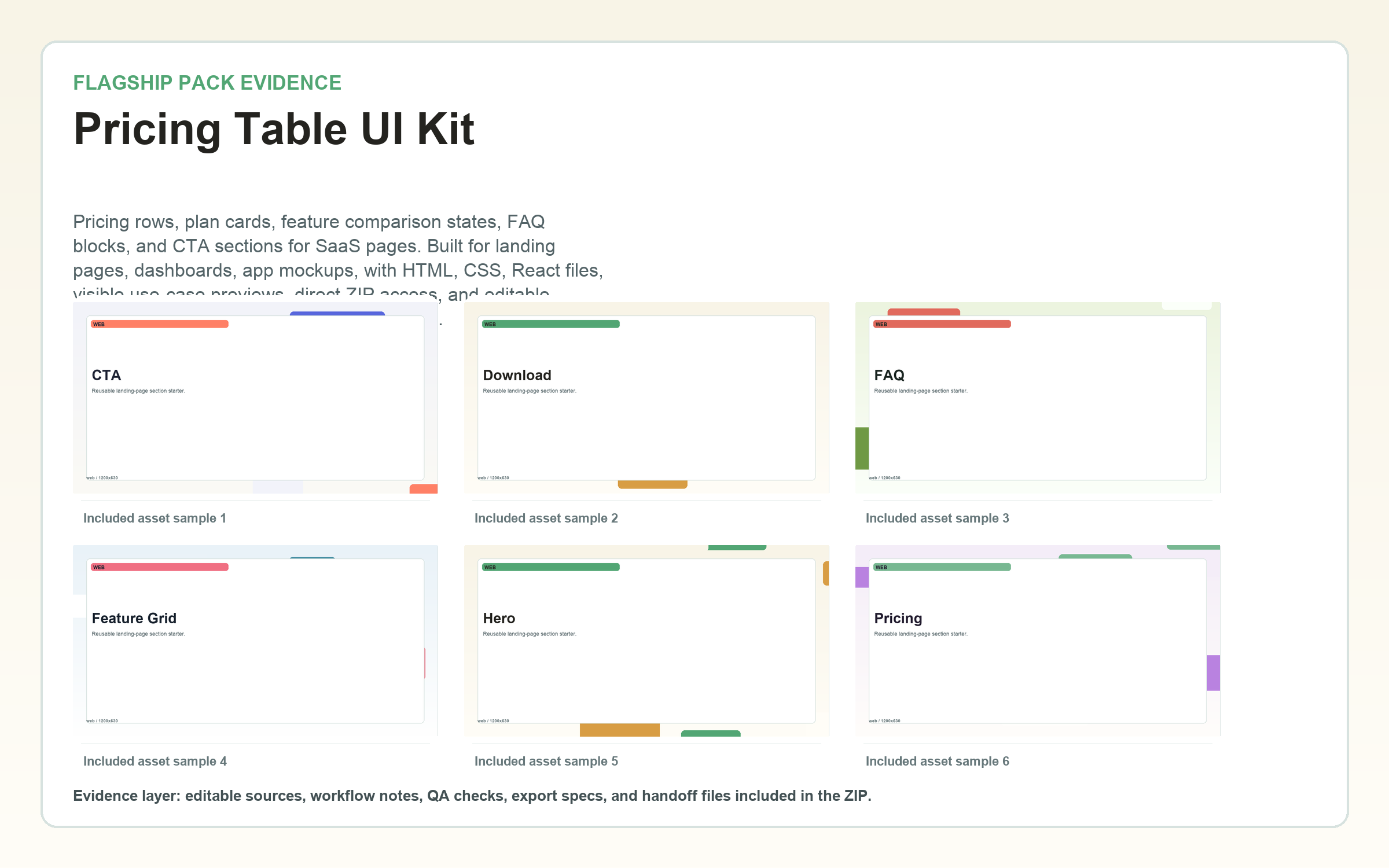 Pricing Table UI Kit flagship contact sheet