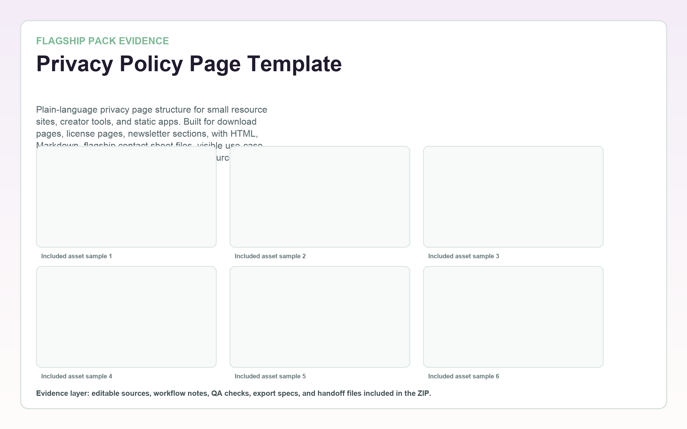 Privacy Policy Page Template flagship contact sheet
