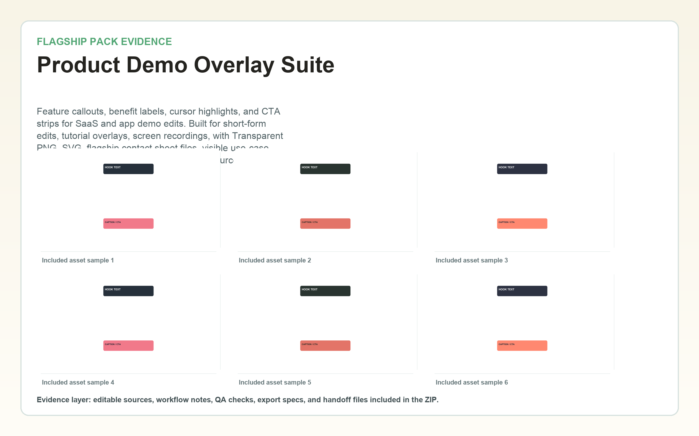 Product Demo Overlay Suite flagship contact sheet