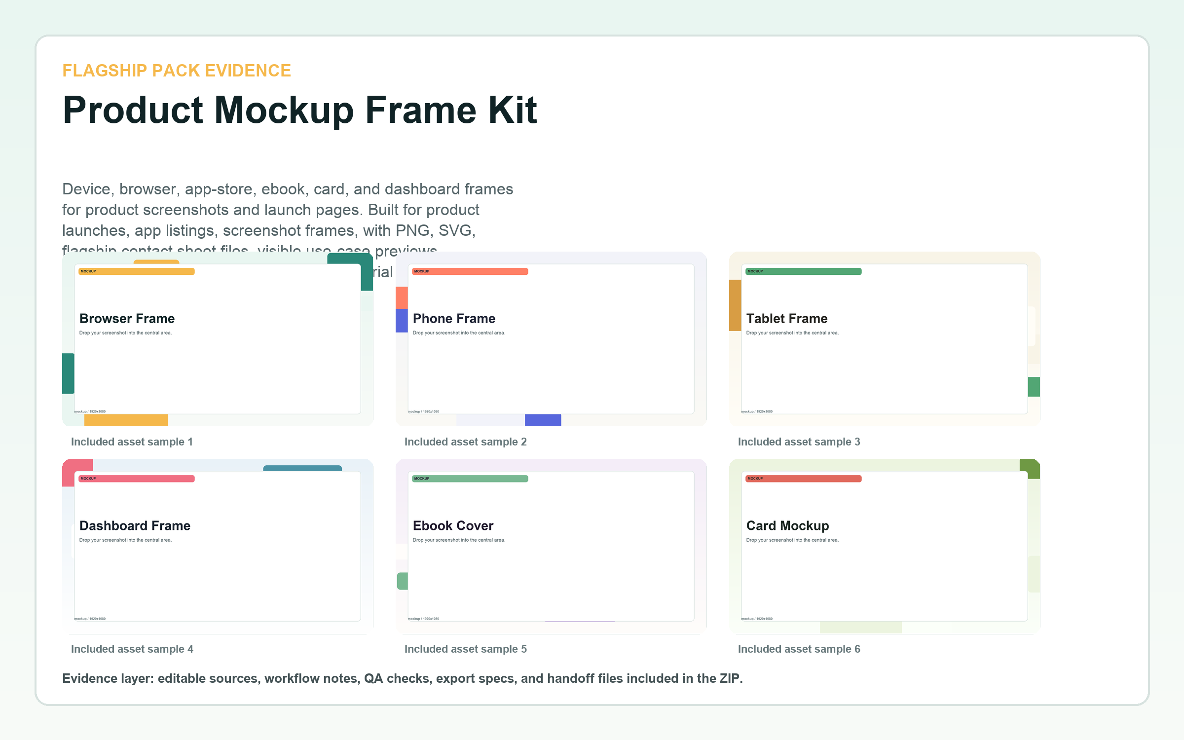 Product Mockup Frame Kit flagship contact sheet