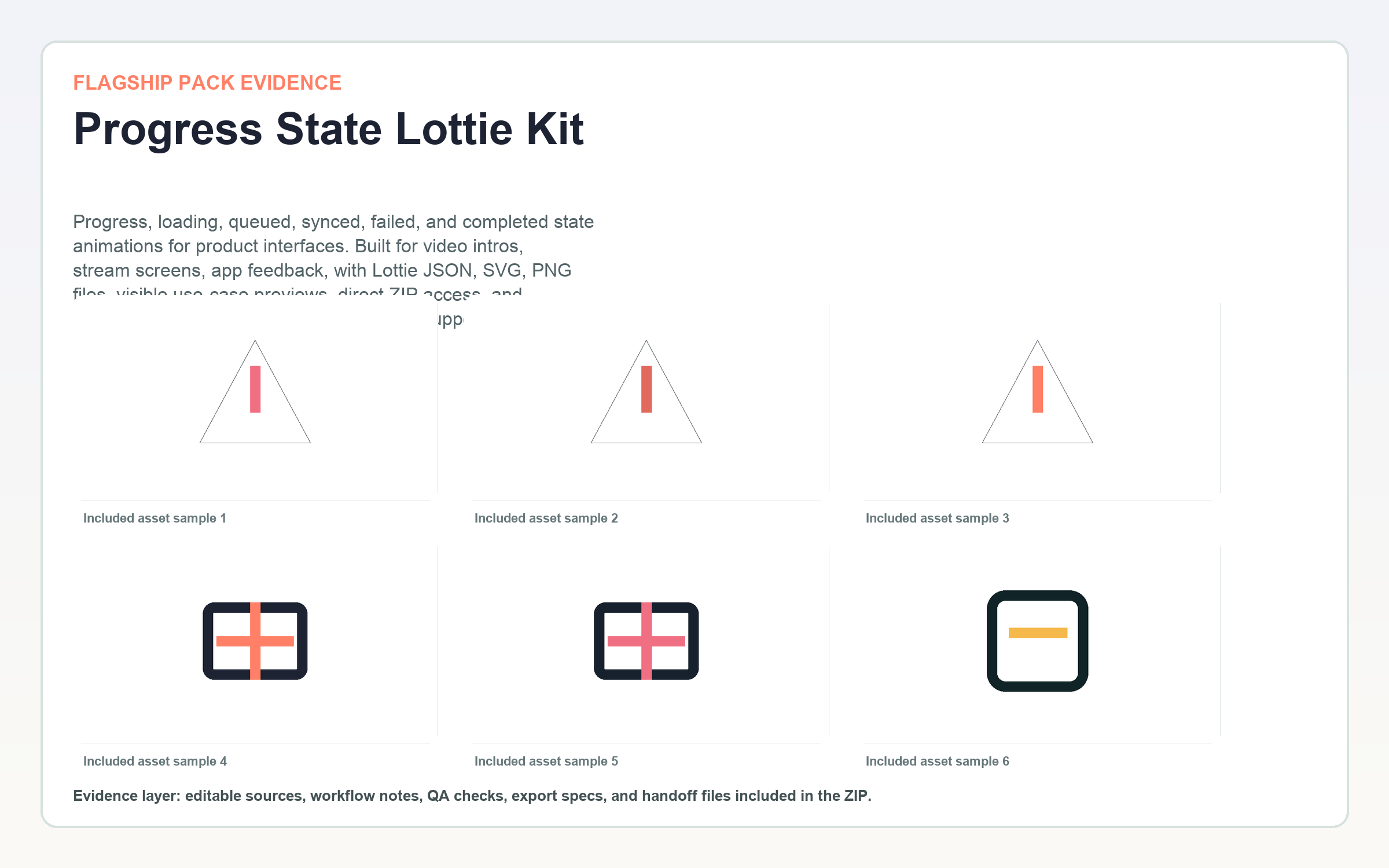 Progress State Lottie Kit flagship contact sheet
