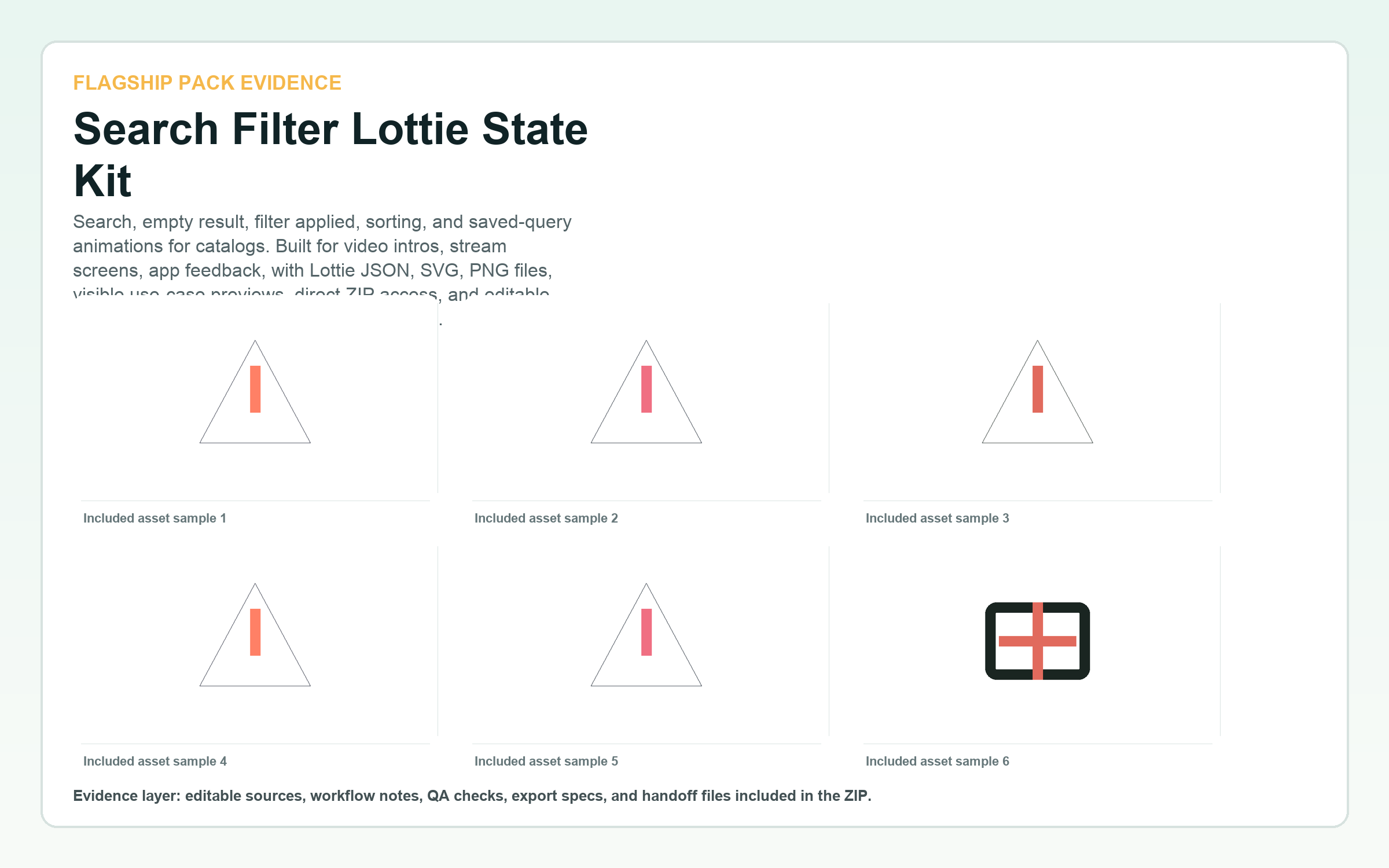 Search Filter Lottie State Kit flagship contact sheet