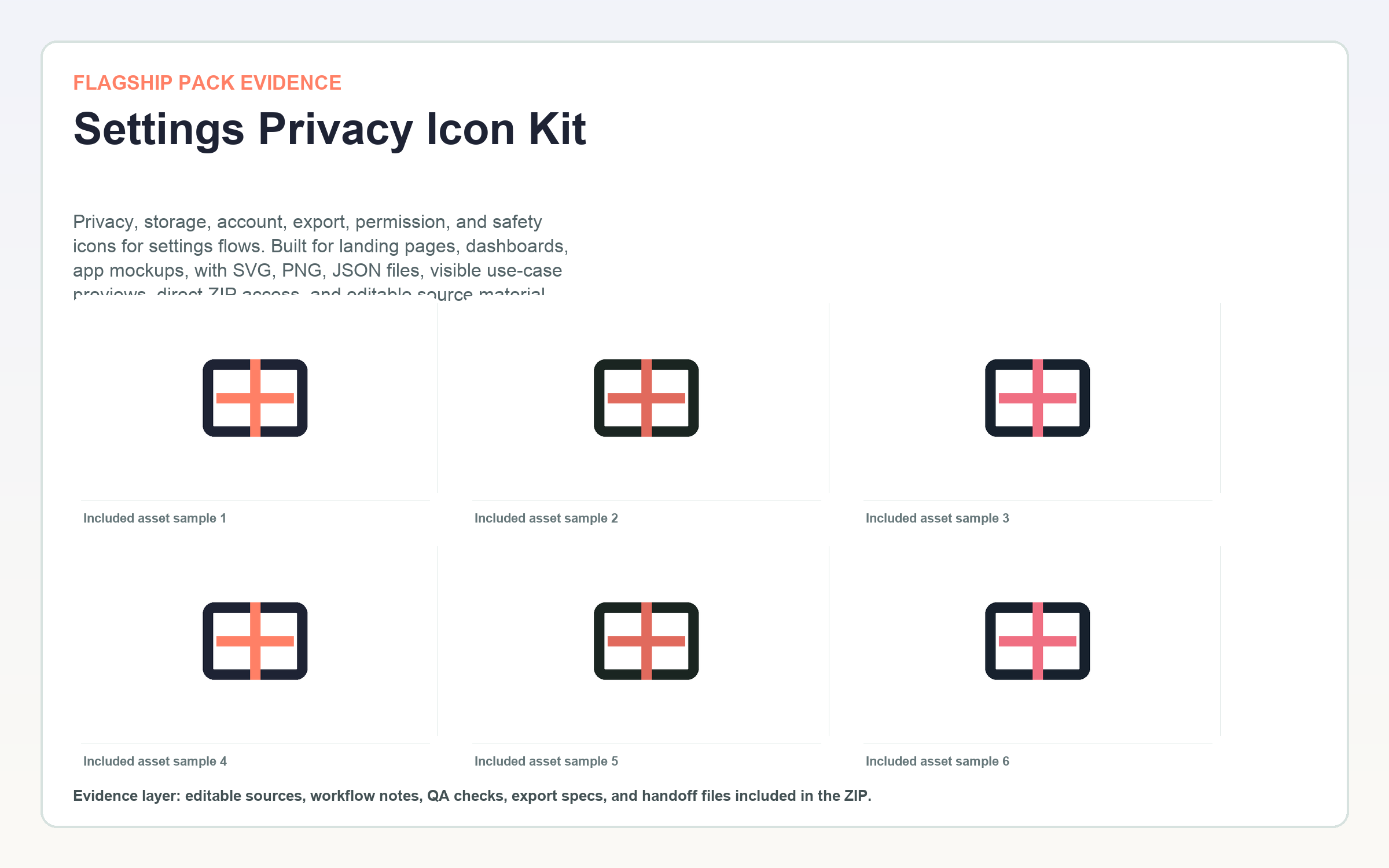 Settings Privacy Icon Kit flagship contact sheet