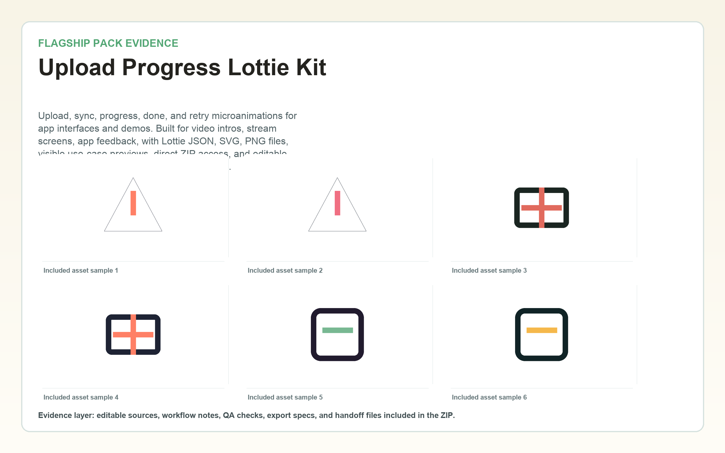 Upload Progress Lottie Kit flagship contact sheet