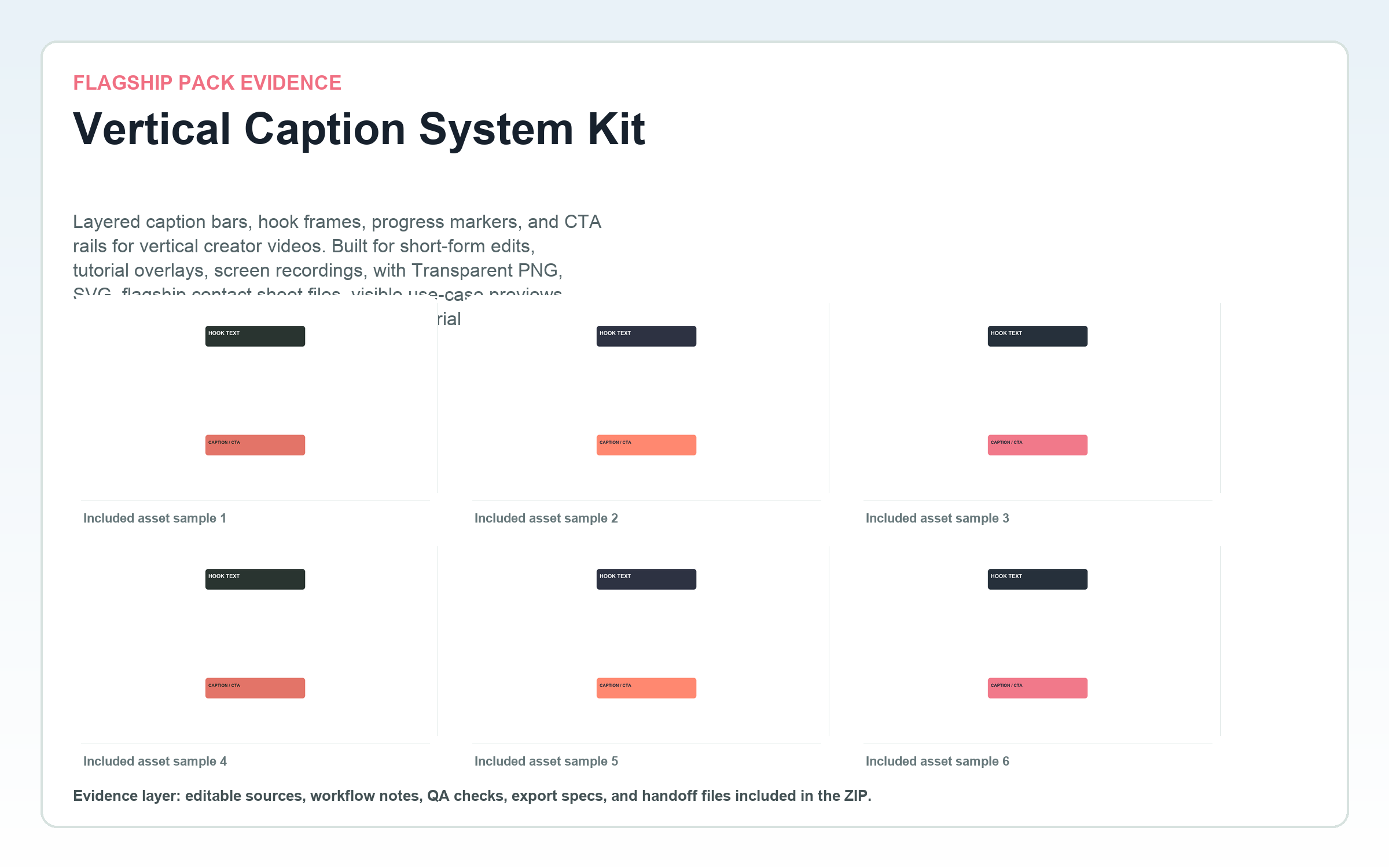 Vertical Caption System Kit flagship contact sheet