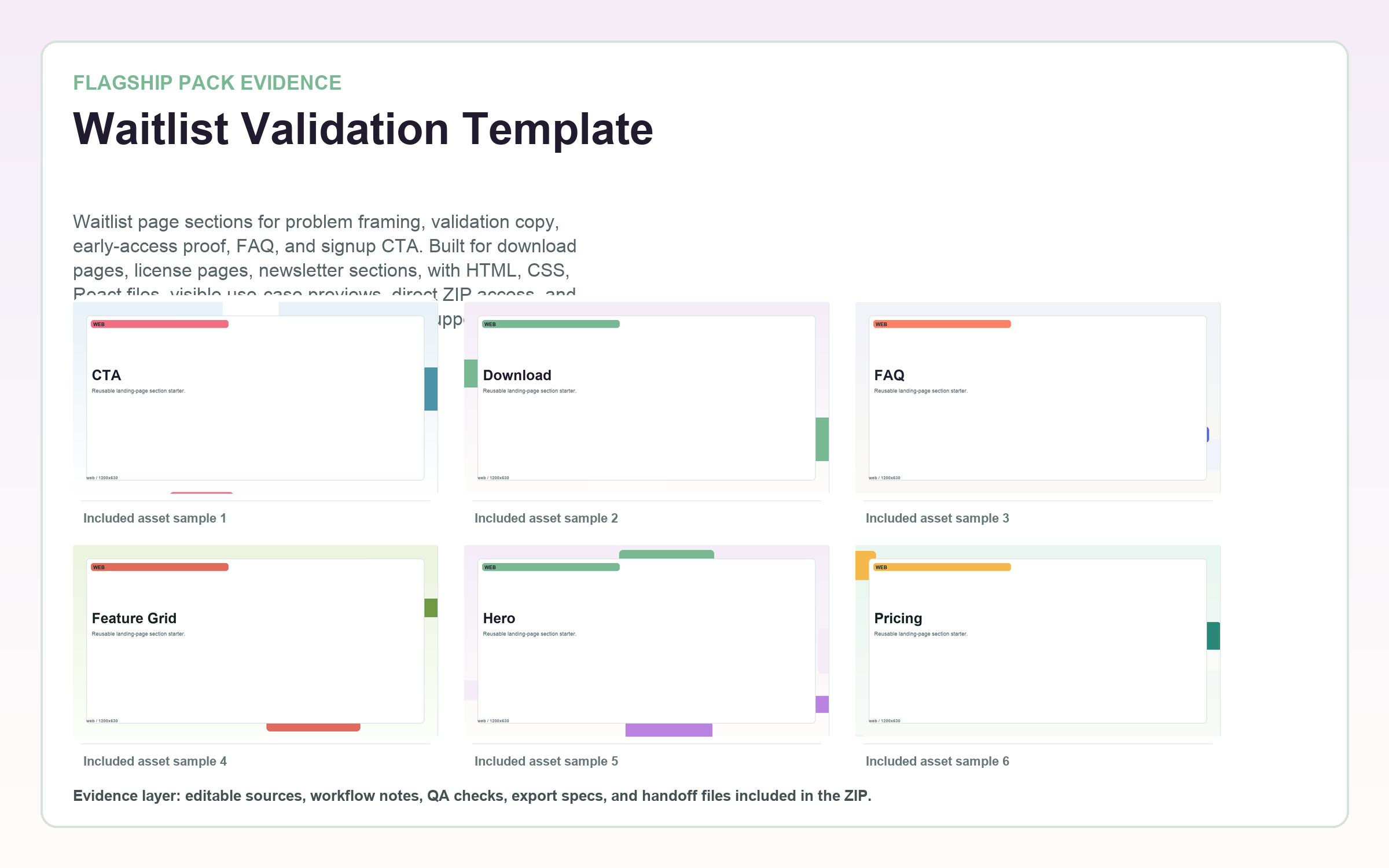 Waitlist Validation Template flagship contact sheet