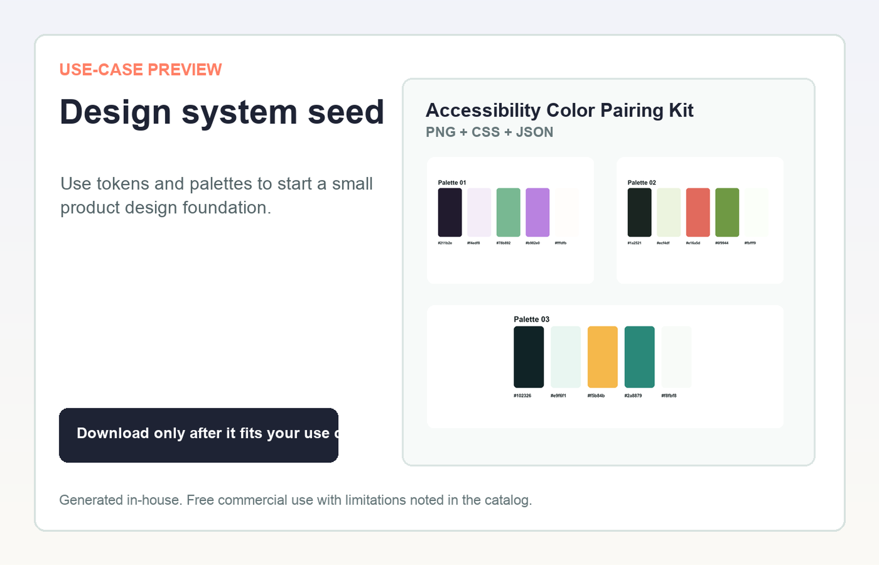 Accessibility Color Pairing Kit Design system seed use-case preview