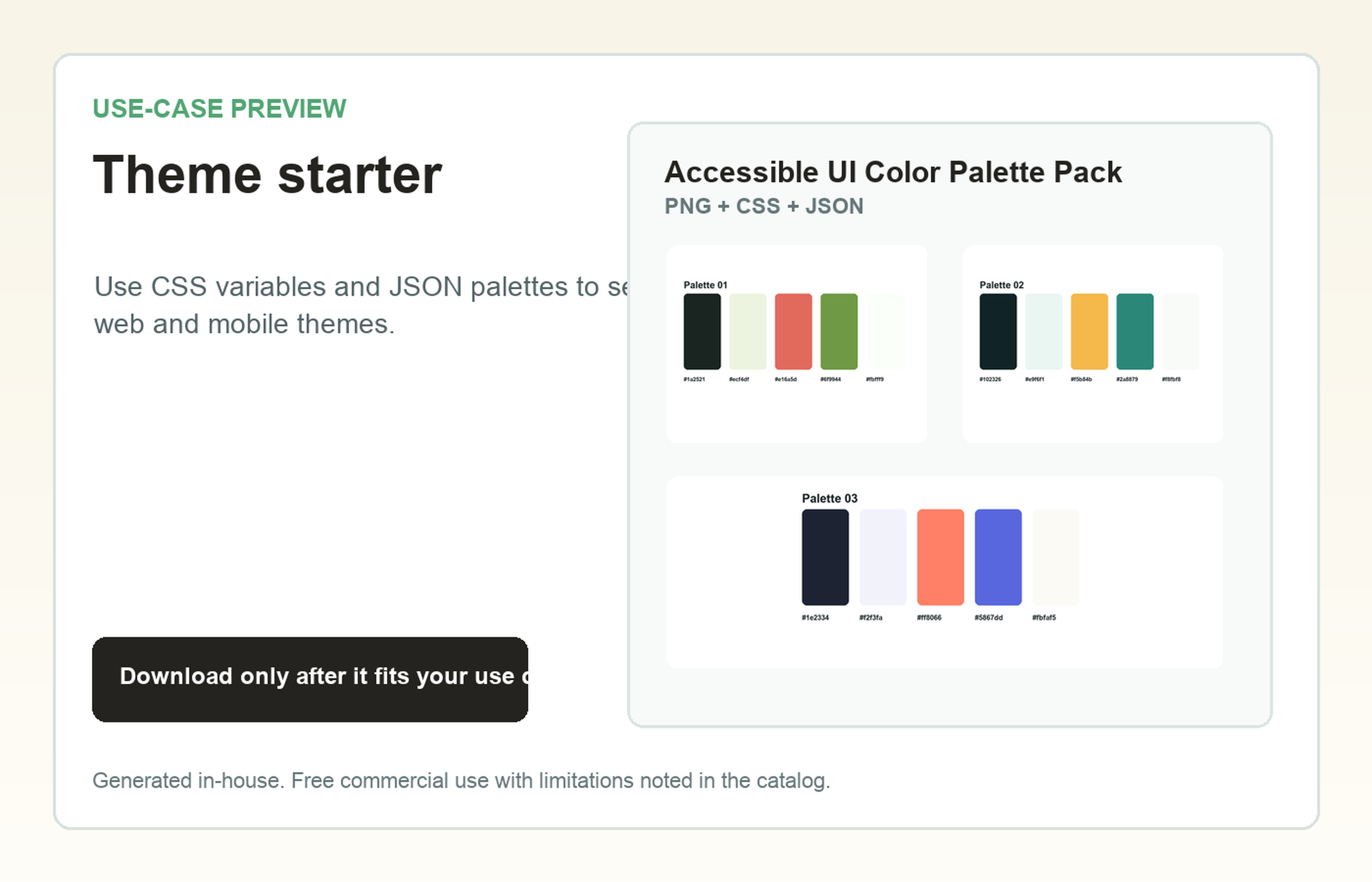 Accessible UI Color Palette Pack Theme starter use-case preview
