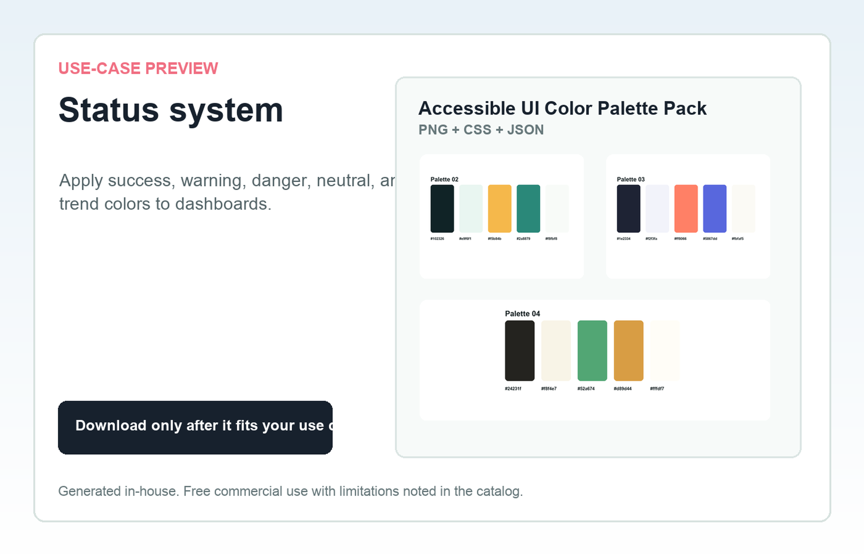Accessible UI Color Palette Pack Status system use-case preview
