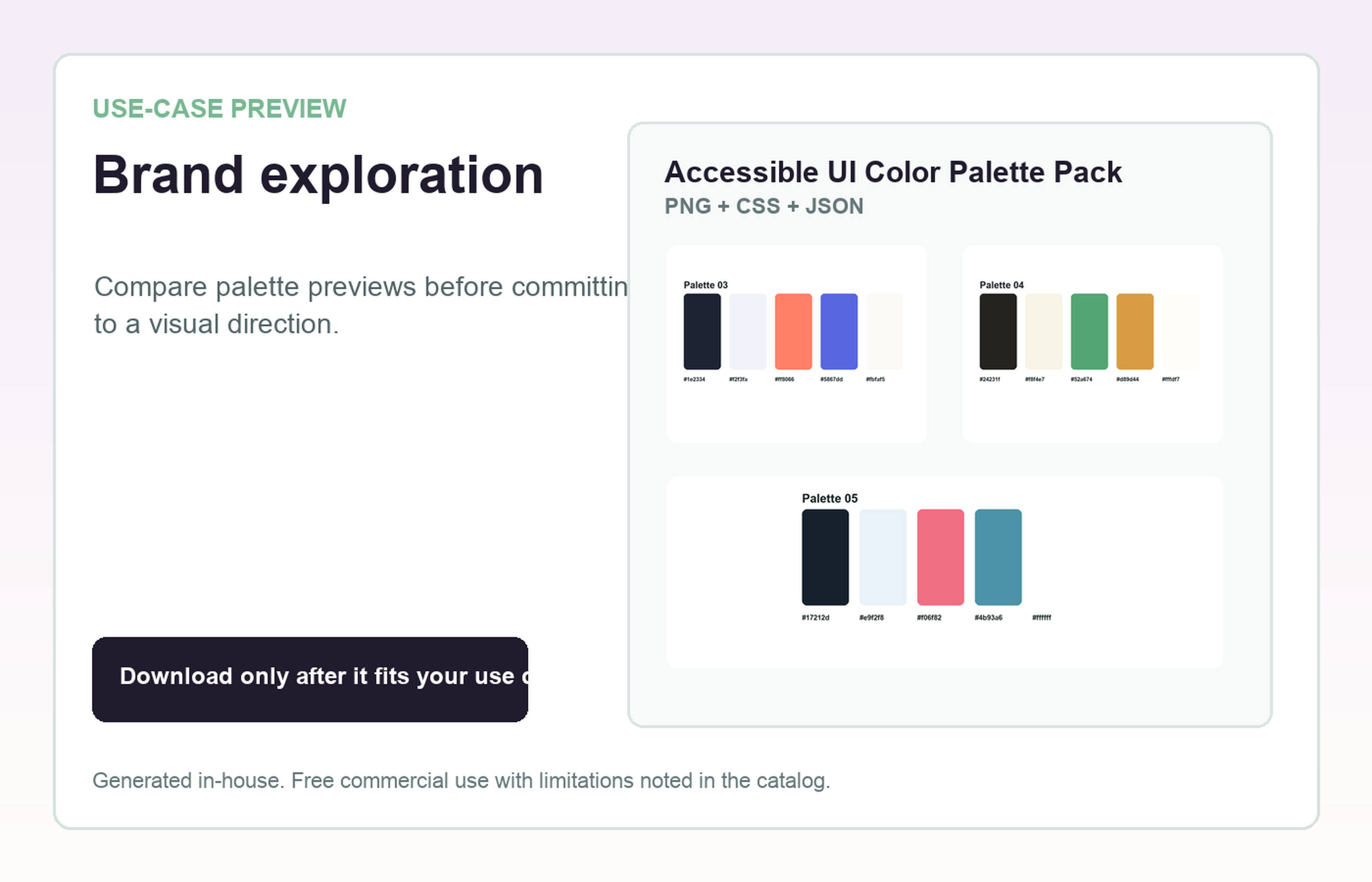 Accessible UI Color Palette Pack Brand exploration use-case preview