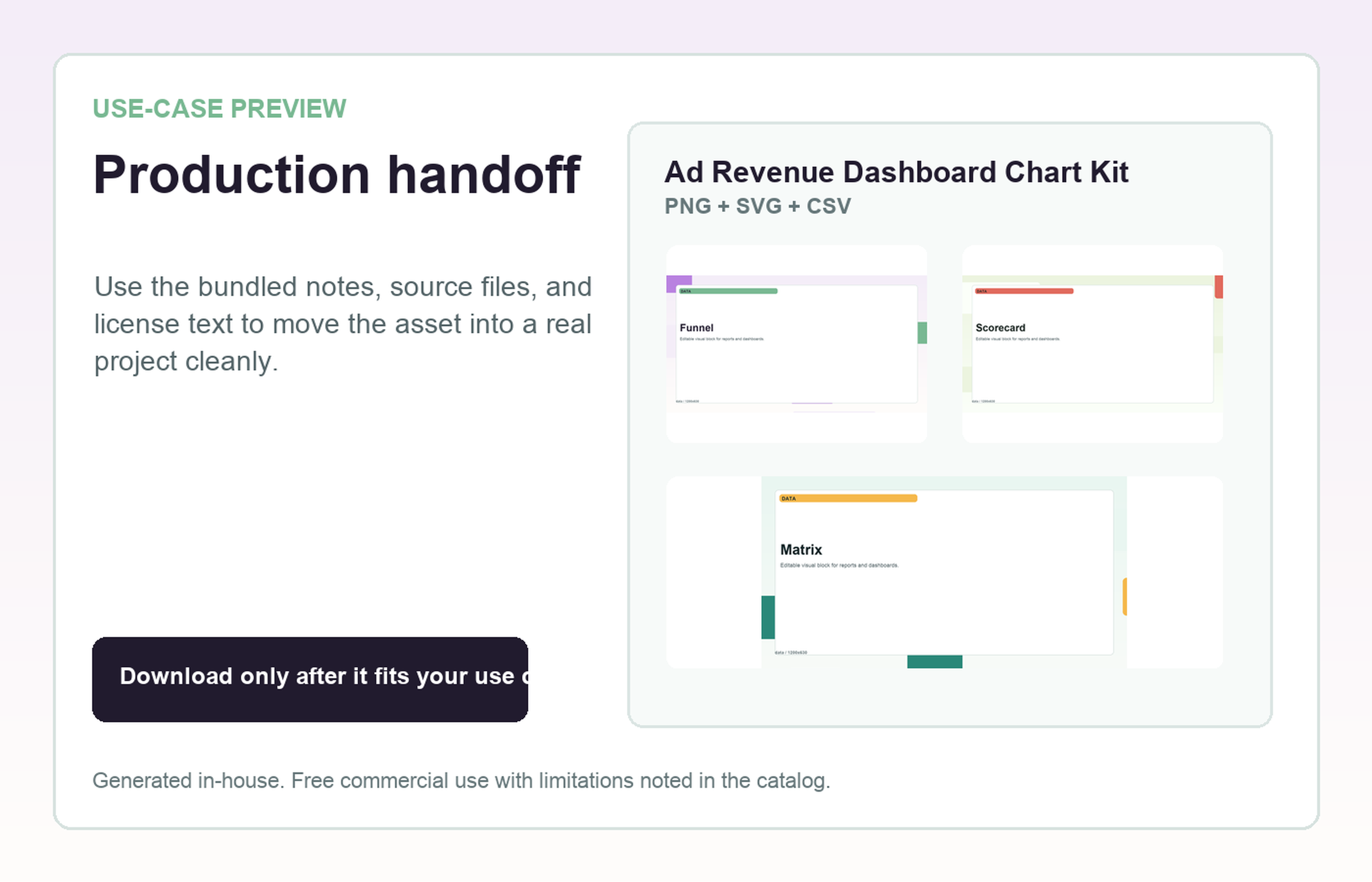 Ad Revenue Dashboard Chart Kit Production handoff use-case preview