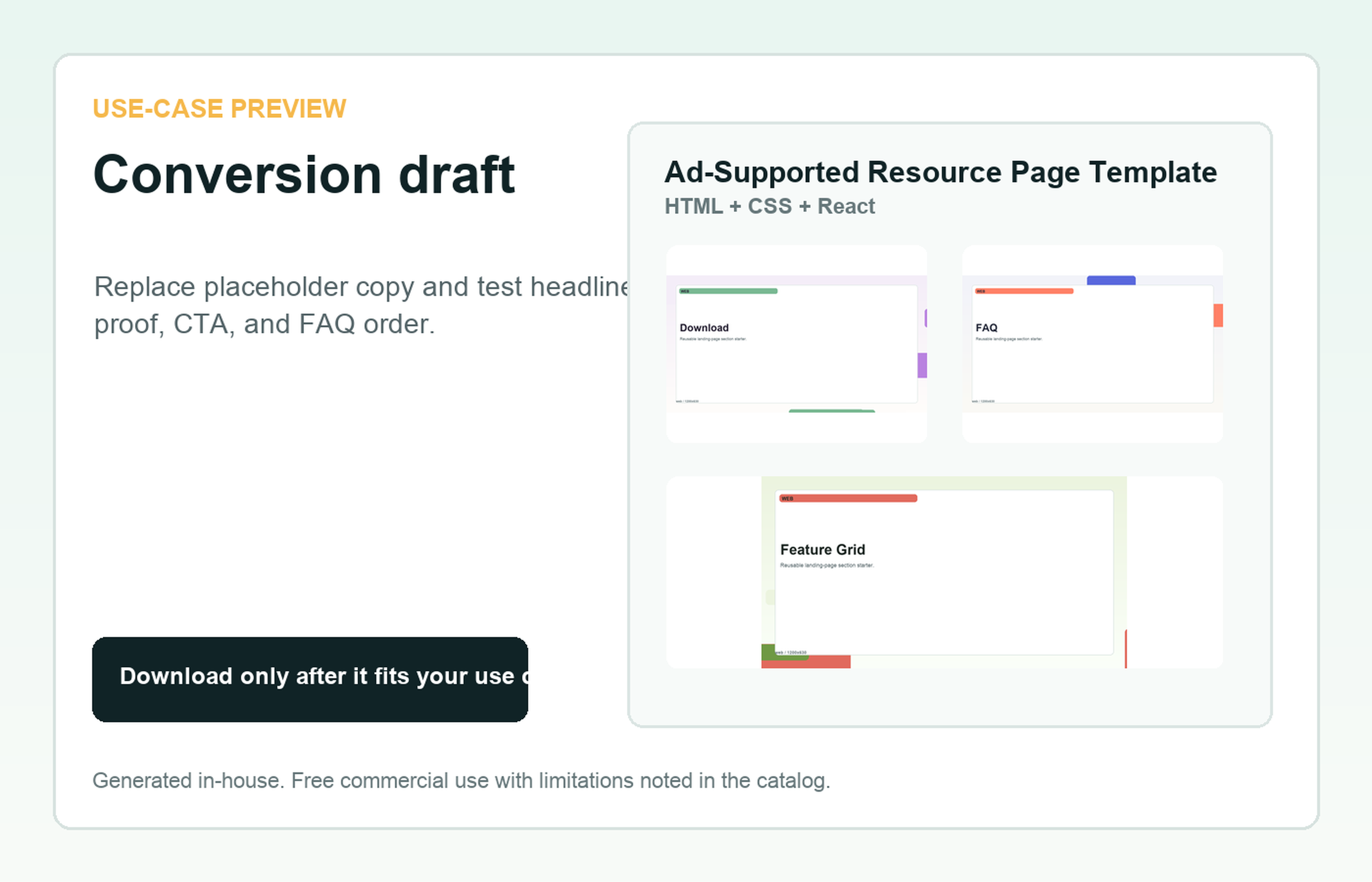 Ad-Supported Resource Page Template Conversion draft use-case preview