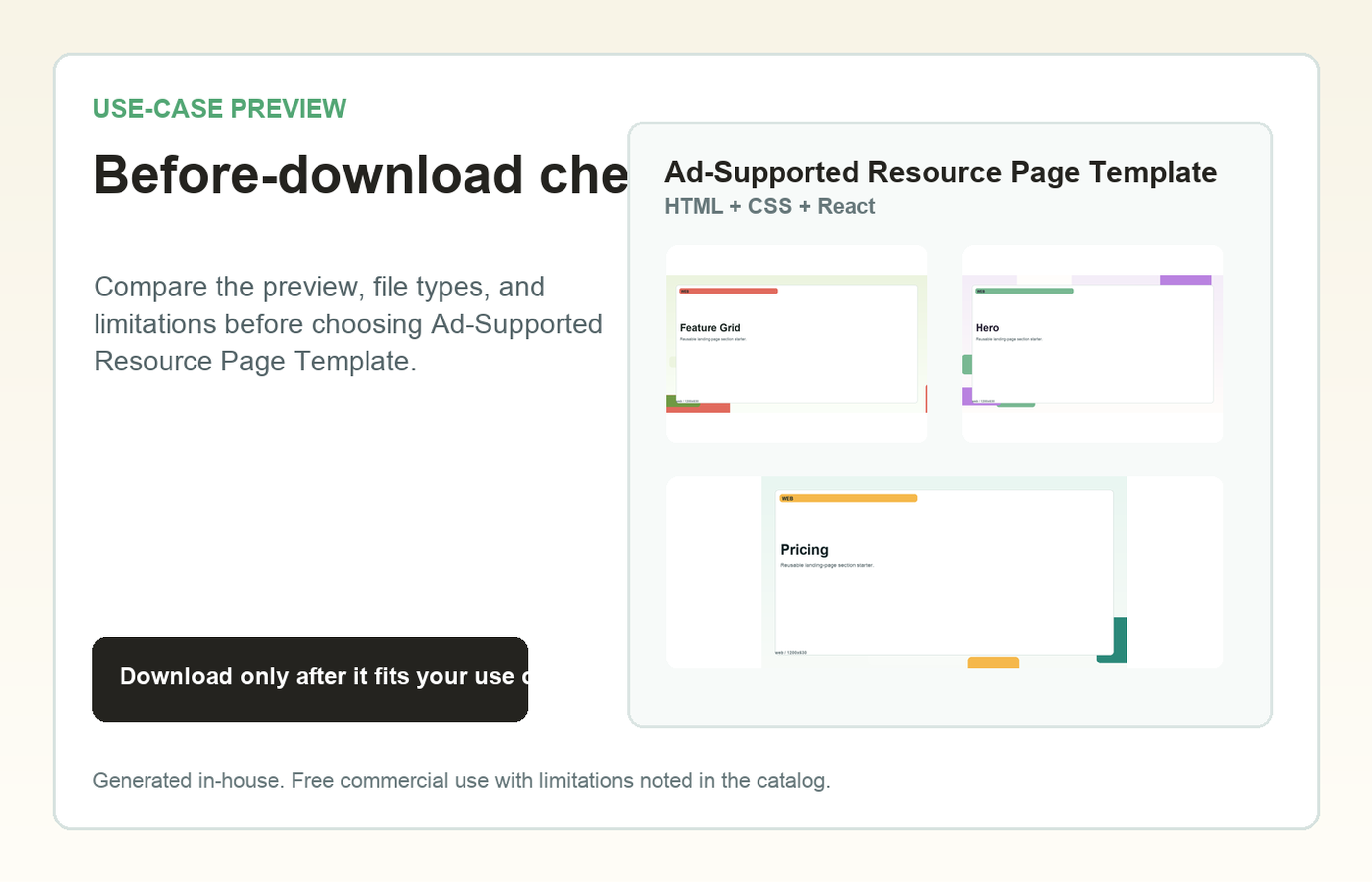 Ad-Supported Resource Page Template Before-download check use-case preview