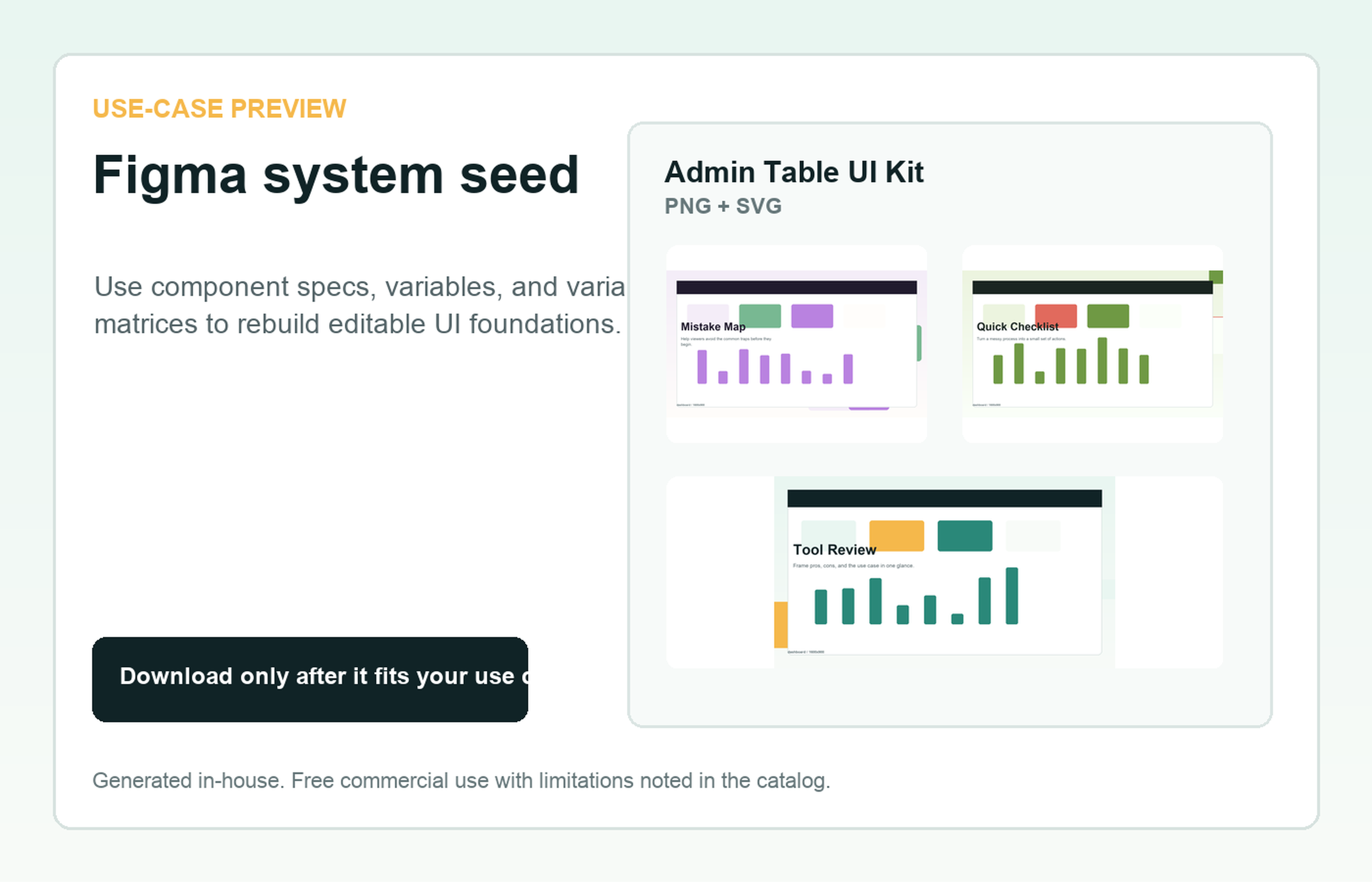 Admin Table UI Kit Figma system seed use-case preview