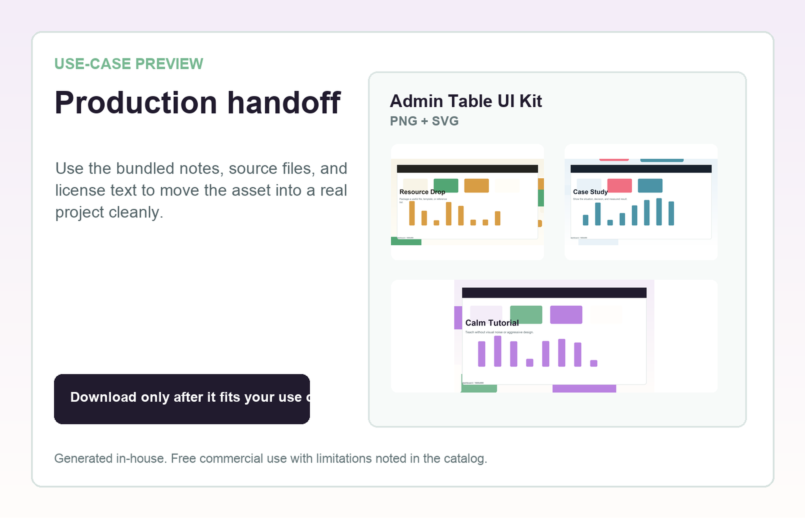 Admin Table UI Kit Production handoff use-case preview