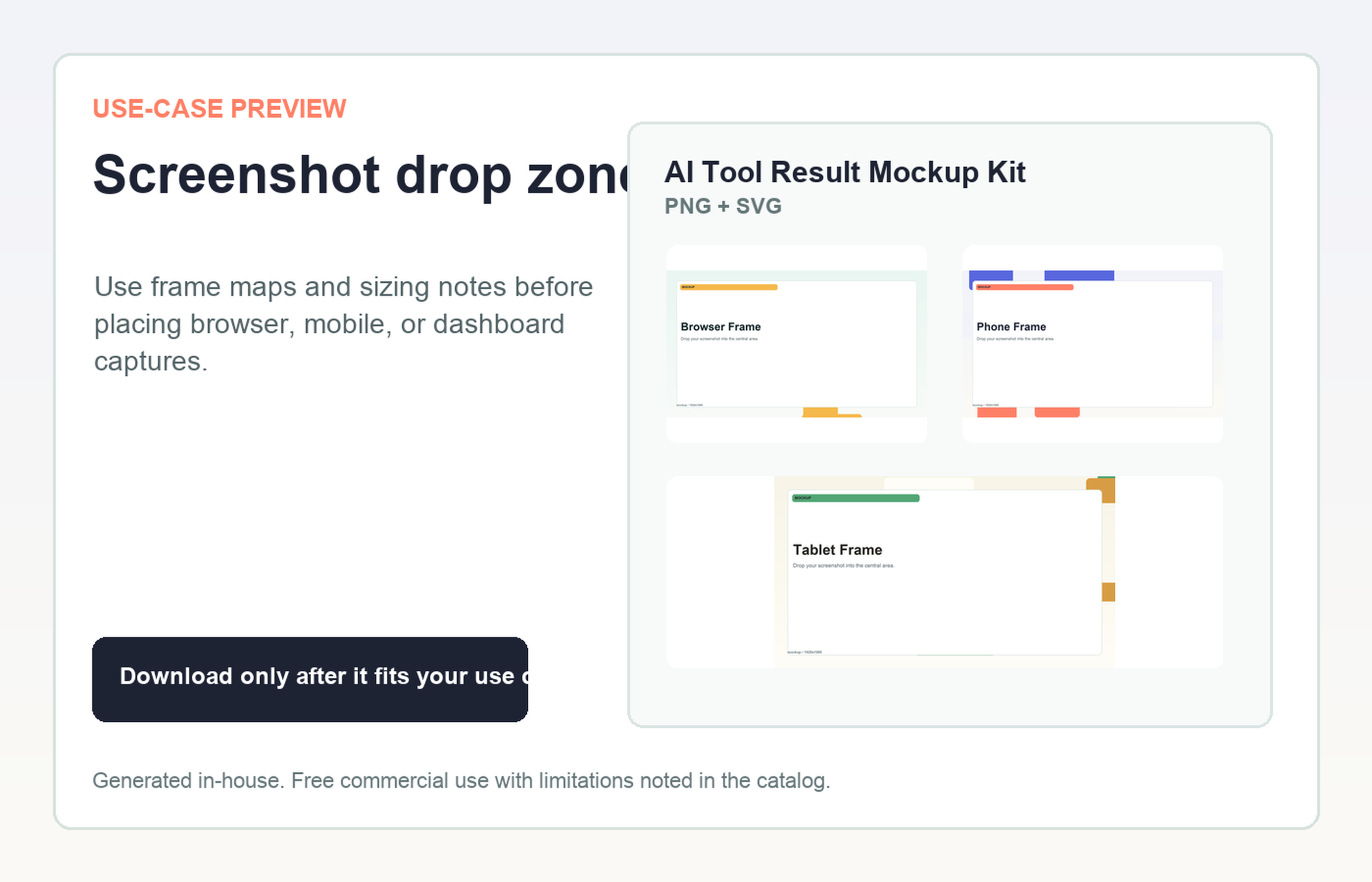 AI Tool Result Mockup Kit Screenshot drop zone use-case preview