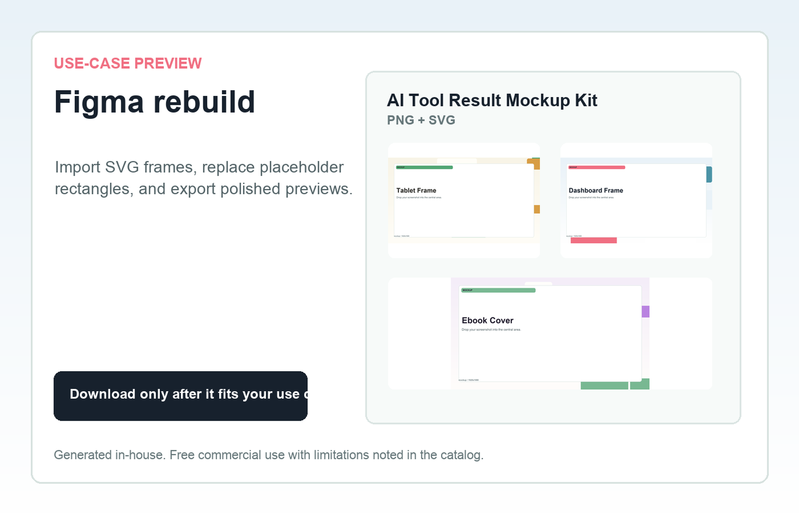 AI Tool Result Mockup Kit Figma rebuild use-case preview