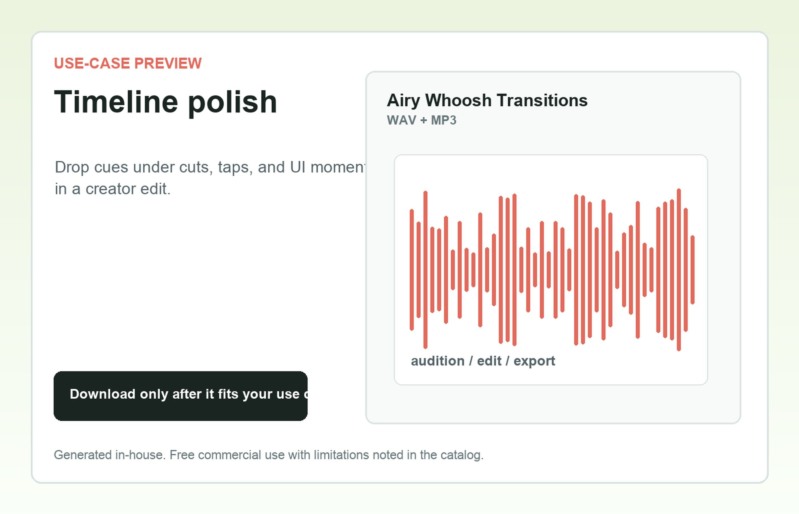 Airy Whoosh Transitions Timeline polish use-case preview
