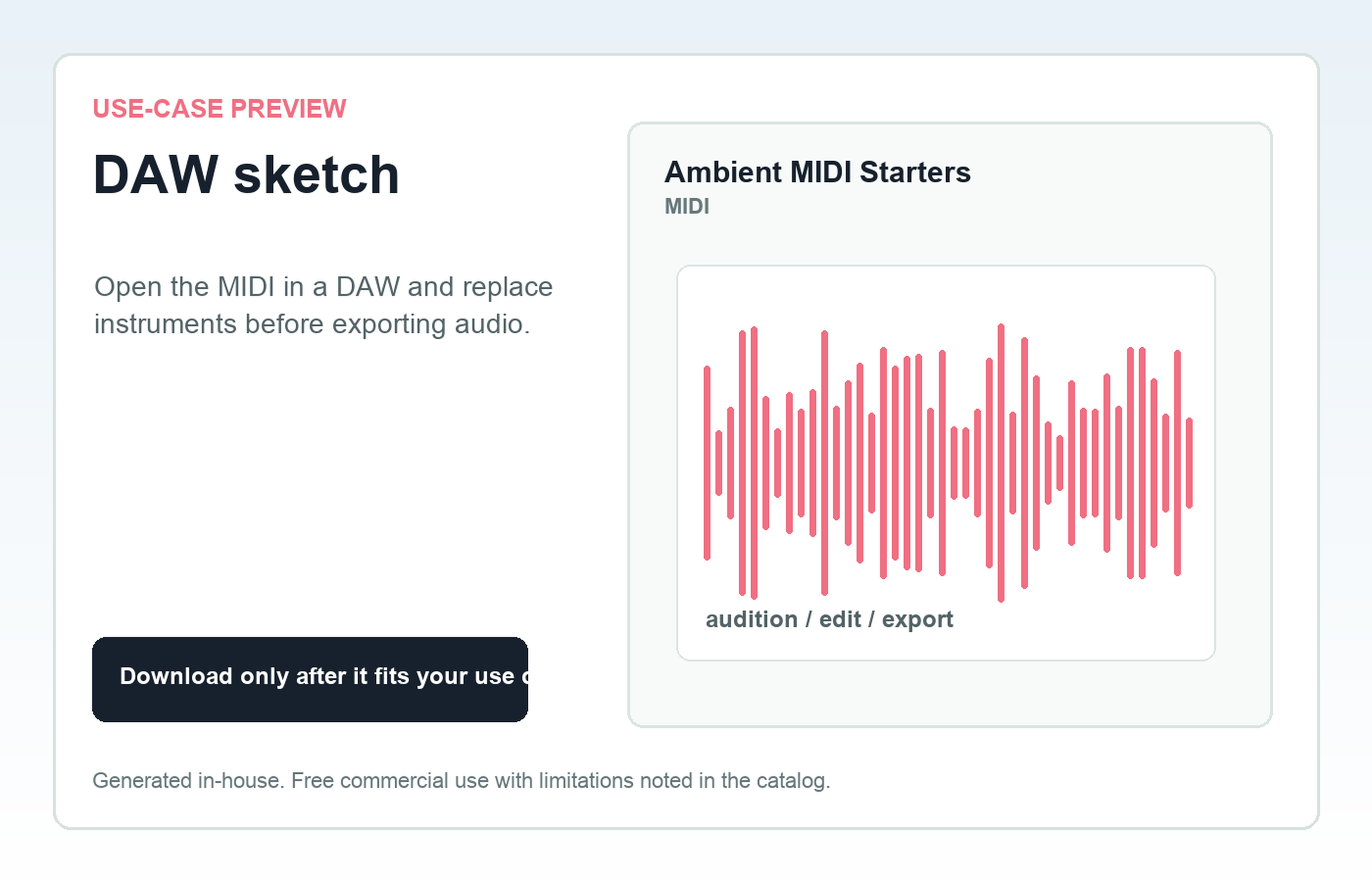 Ambient MIDI Starters DAW sketch use-case preview