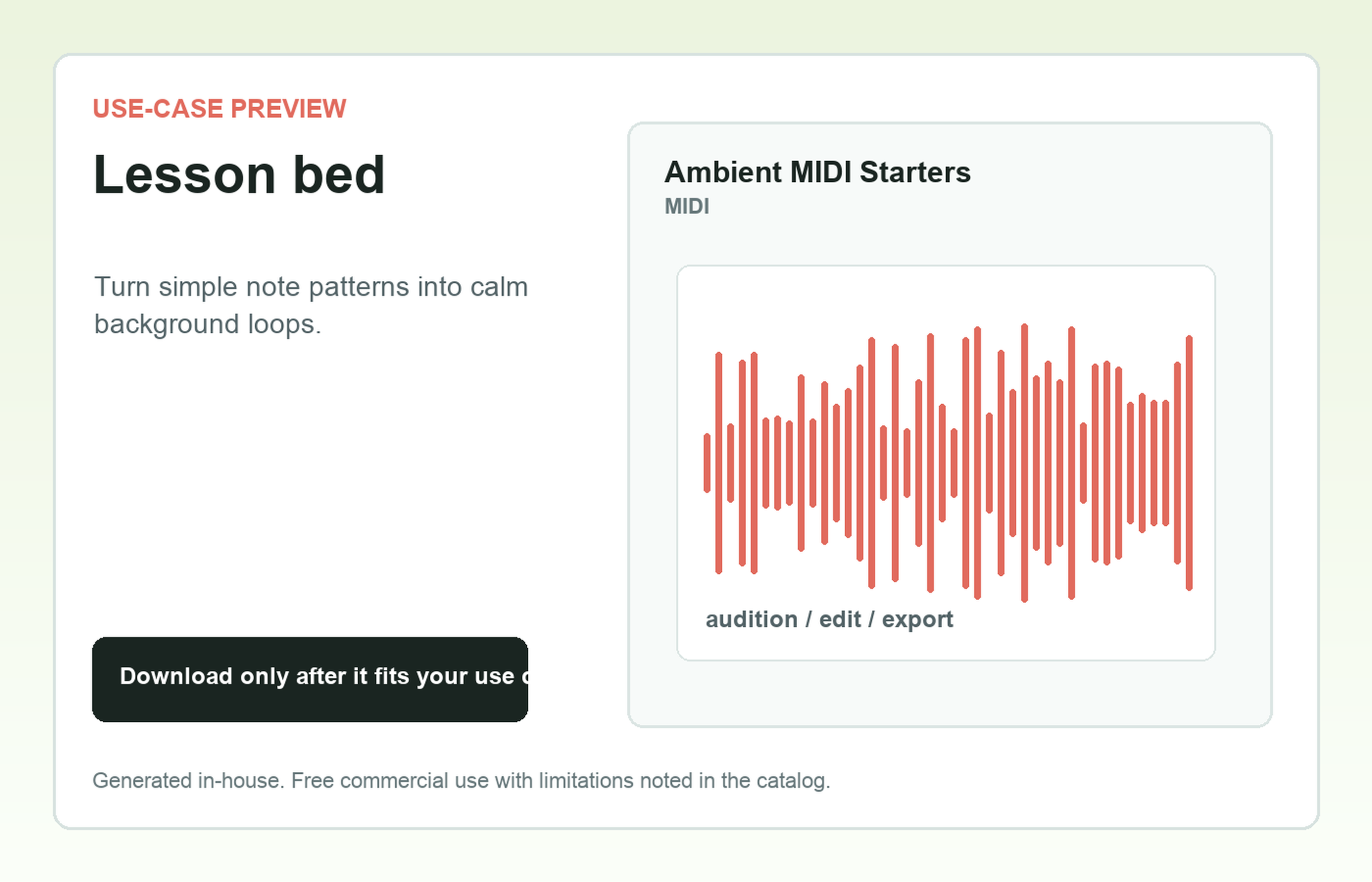 Ambient MIDI Starters Lesson bed use-case preview