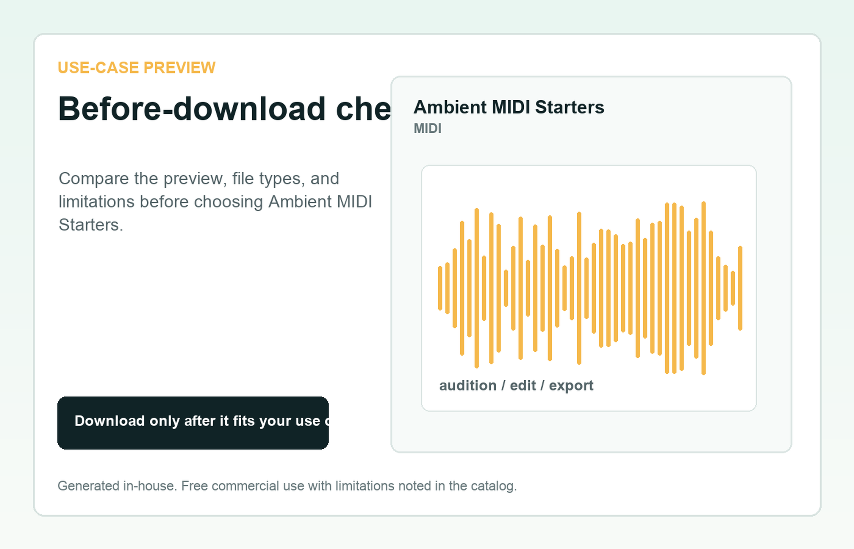 Ambient MIDI Starters Before-download check use-case preview