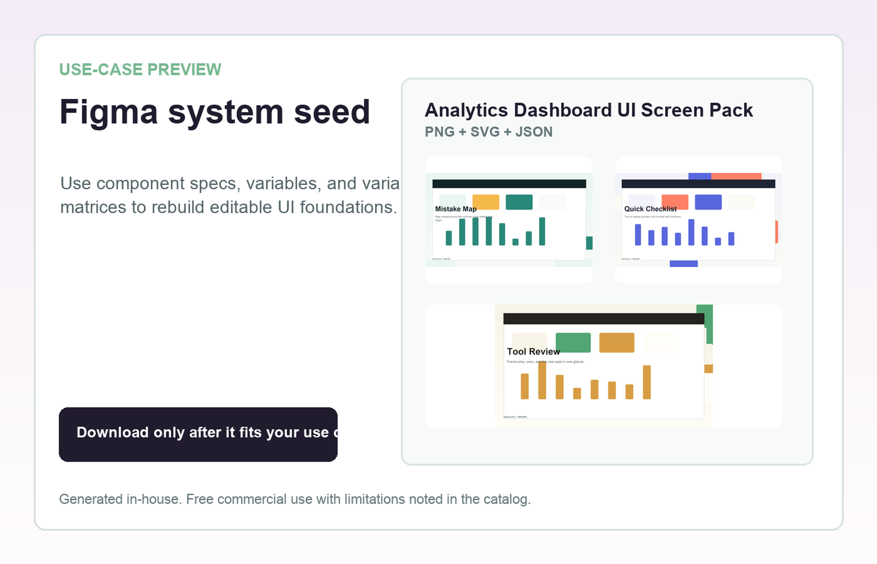 Analytics Dashboard UI Screen Pack Figma system seed use-case preview